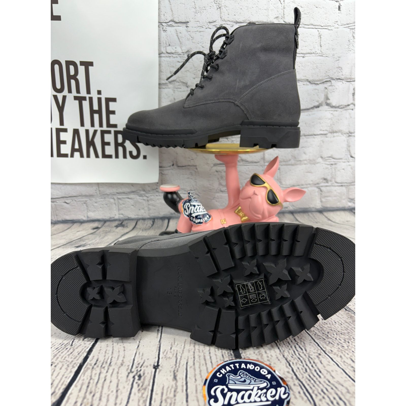 Karl Lagerfeld Karl Lagerfeld Paris Combat Boots Grained Leather Mens 13 Size US 13 / EU 46 - 4 Thumbnail