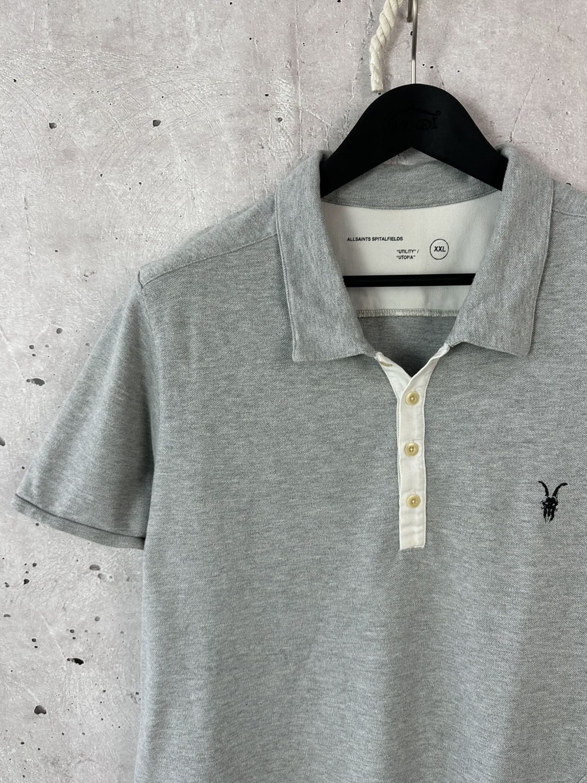 Allsaints × Vintage AllSaints Grey Cotton Short Sleeve Size XXL Polo Size US XL / EU 56 / 4 - 3 Thumbnail