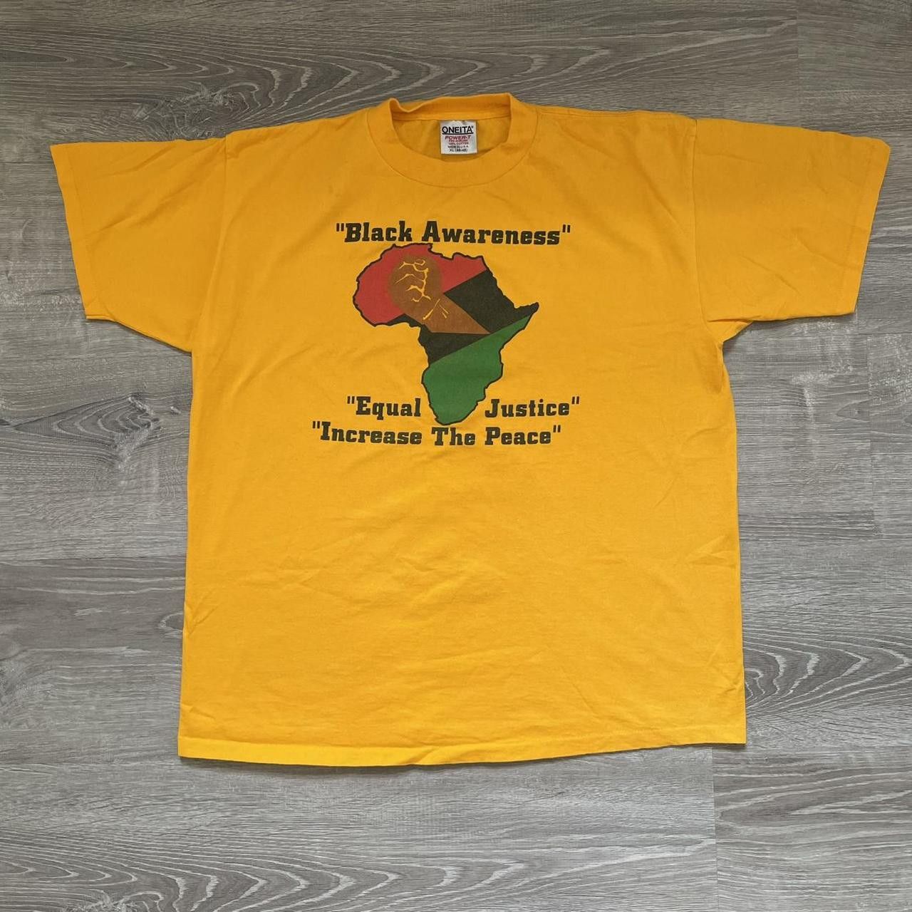 Band Tees × Vintage Vintage 90's "Black Awareness" "Equal Justice" Graphic Tee Size US XL / EU 56 / 4 - 1 Thumbnail