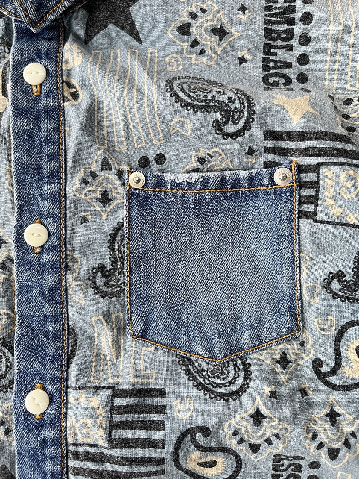 Issey Miyake Ne Net Cat Paisley Indigo Denim Long Sleeve Button Up Shirt Size US L / EU 52-54 / 3 - 3 Thumbnail