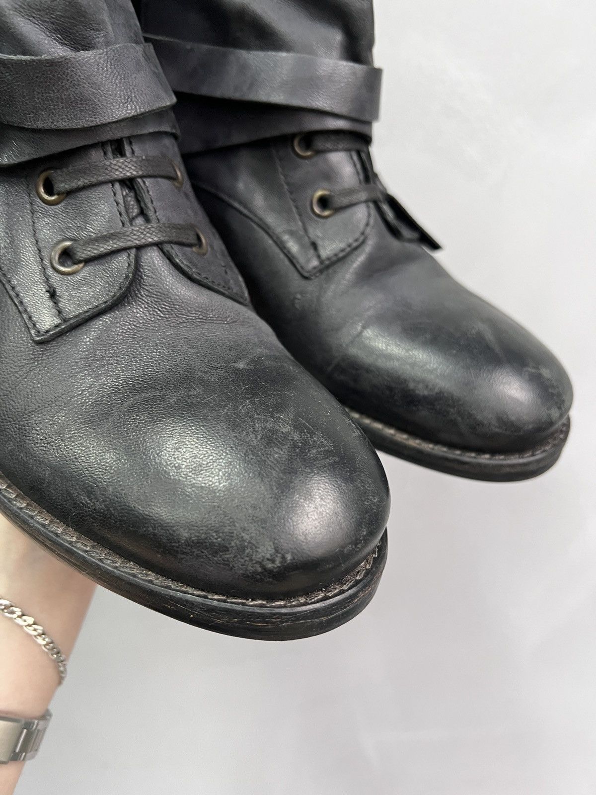 A.S.98 Dark blue leather boots A.S.98 detailed vintage guidi style Size US 8 / EU 41 - 3 Thumbnail