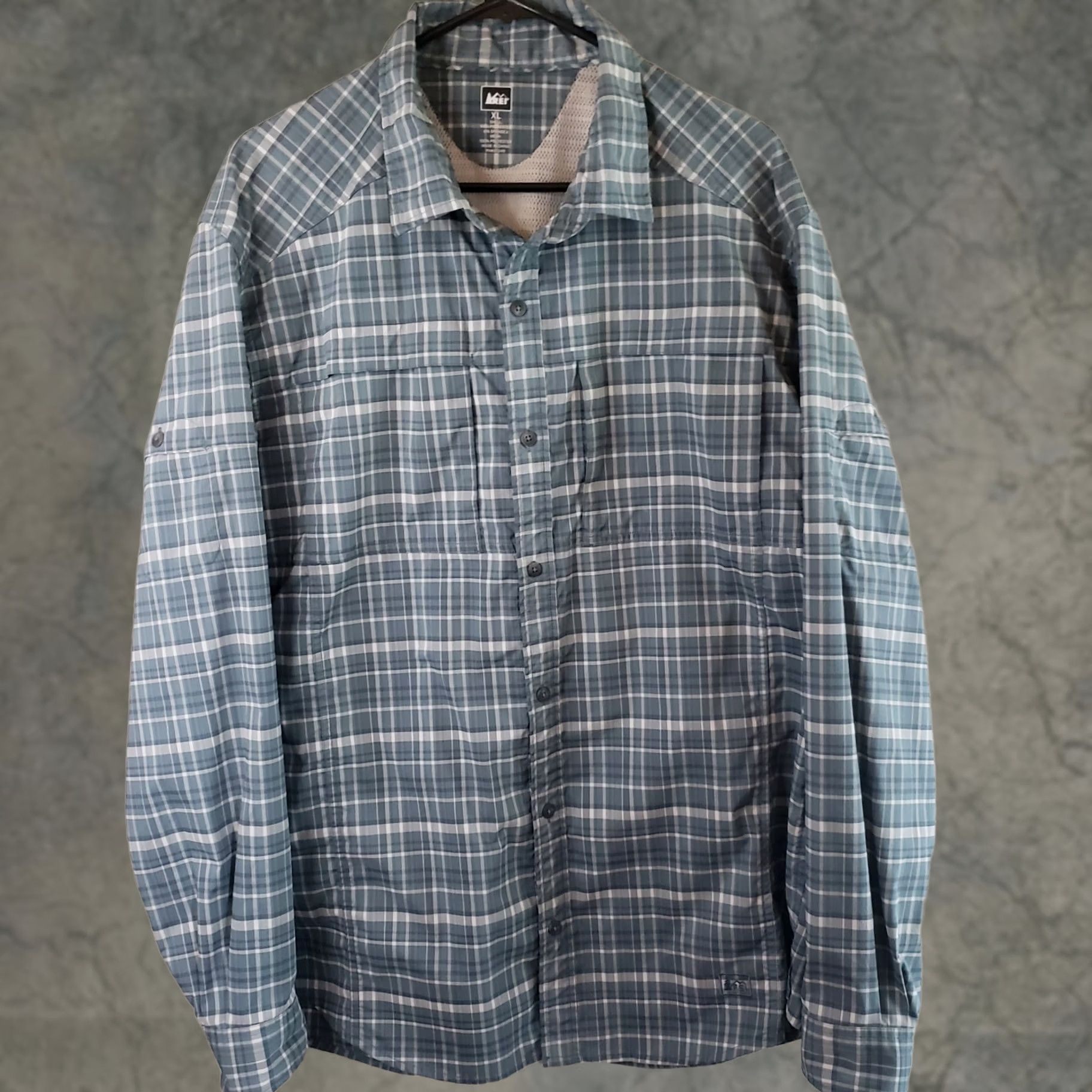 Vintage REI Co-op Shirt Mens XL Button-Up Plaid Blue Green Long Sleeve Vented Moisture Wicking Pocket Size US XL / EU 56 / 4 - 1 Thumbnail