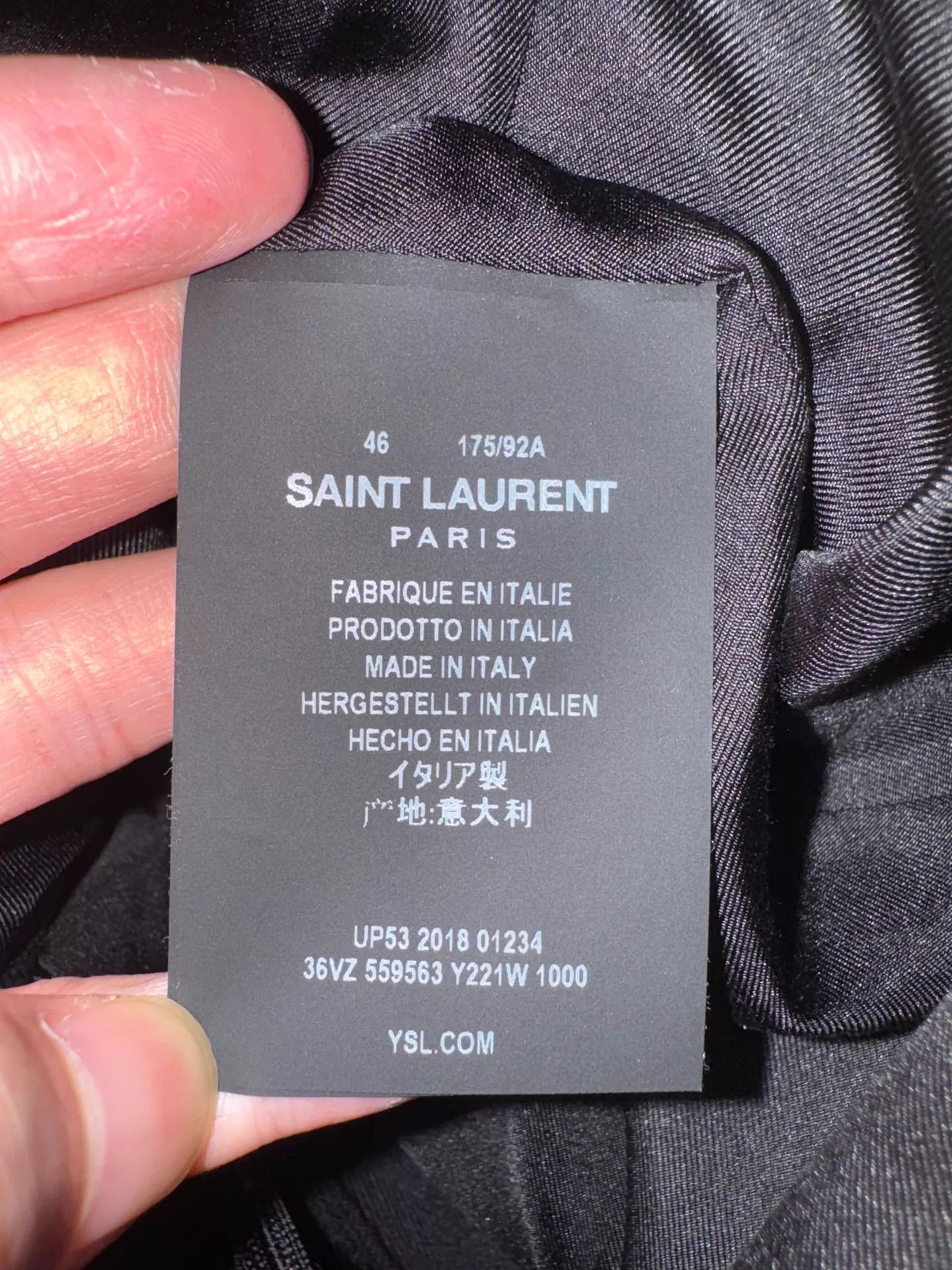Saint Laurent Paris SLP 19SS Black Striped Double-Breasted Peak Lapel Suit Size 46R - 7 Thumbnail