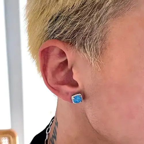 Sterling Silver Punk Diamond Earrings Size ONE SIZE - 3 Thumbnail