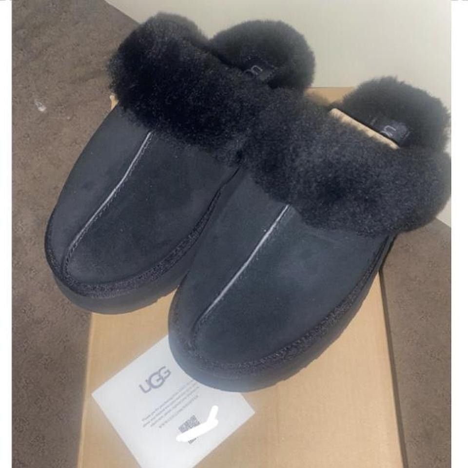 Ugg Ugg Disquette Black Suede Platform Slide Sandals Size US 6 / IT 36 - 4 Thumbnail