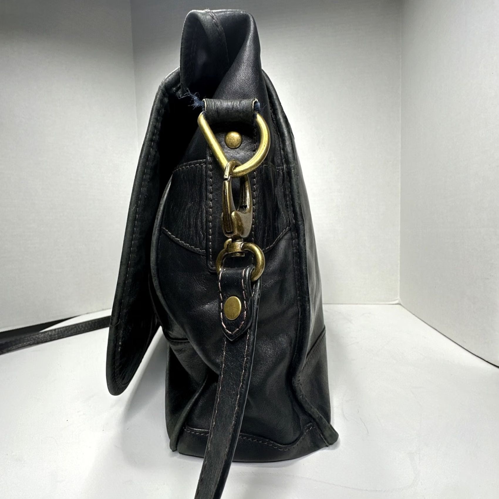 Bosca VINTAGE Bosca Leather Messenger Laptop Bag Black W/ Shoulder Strap Crossbody Size ONE SIZE - 3 Thumbnail