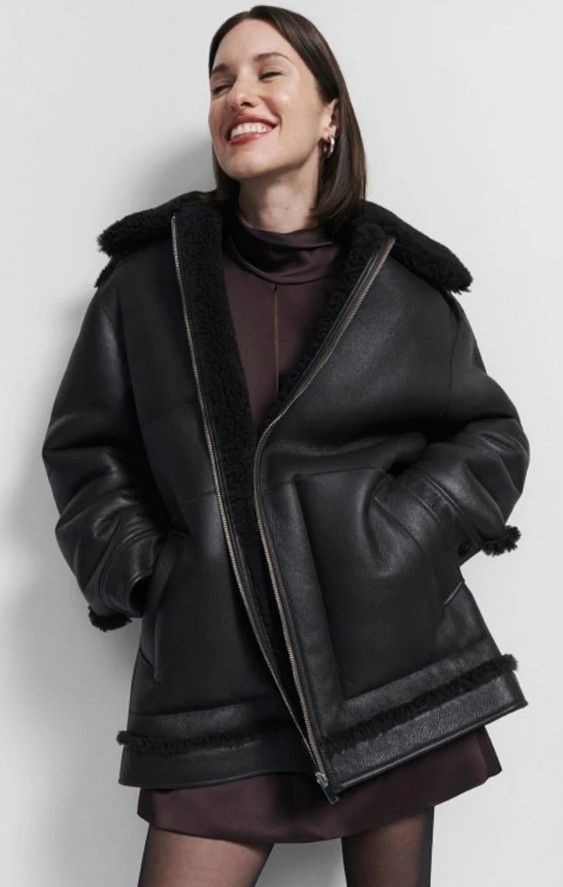 Theory Theory Cacao Aero Shearling Coat Size M / US 6-8 / IT 42-44 - 4 Thumbnail