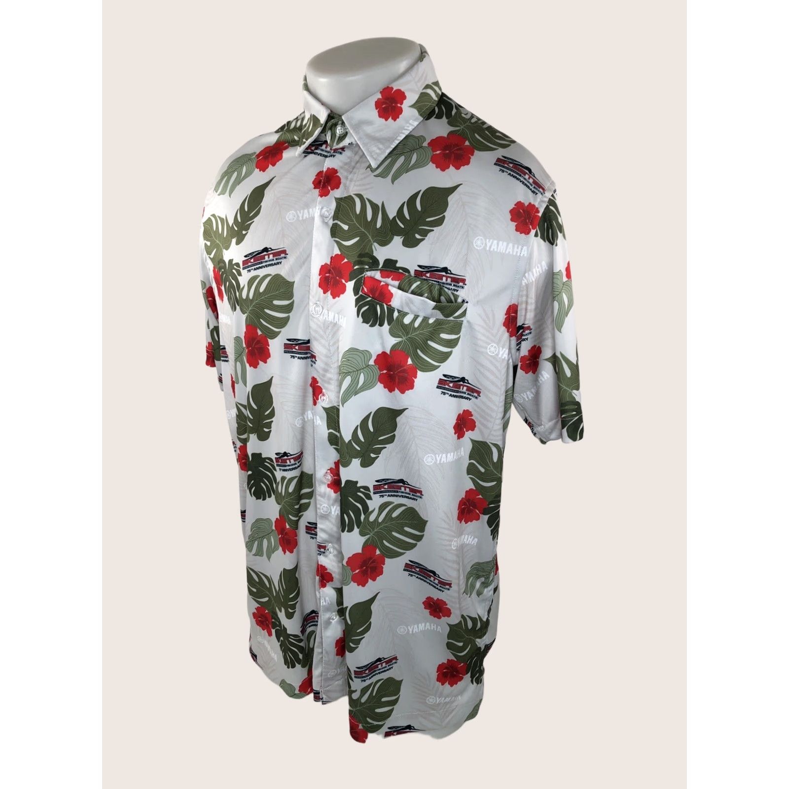 Yamaha SKEETER / YAMAHA Floral Hawaiian Aloha 75th Anniversary Lg Shirt EXCELLENT Shirt Mens L Gray / Red Floral Hawaiian 75th Anniversary Mens Size US L / EU 52-54 / 3 - 1 Thumbnail