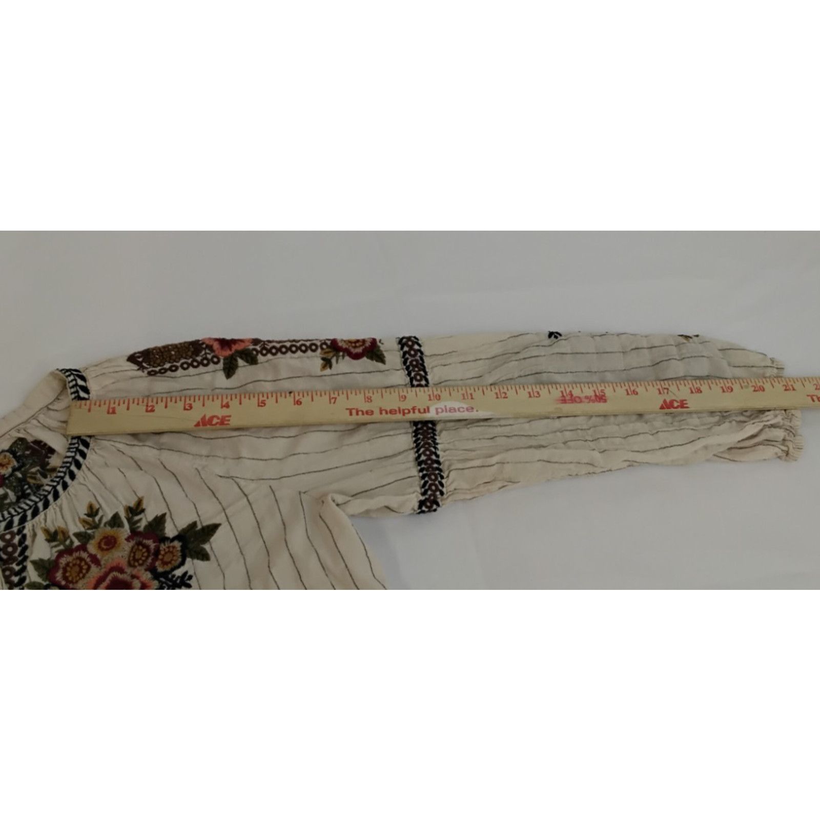 Johnny Was Johnny Was Blouse Women's S Cream Embroidered Floral Stripe Size S / US 4 / IT 40 - 8 Thumbnail