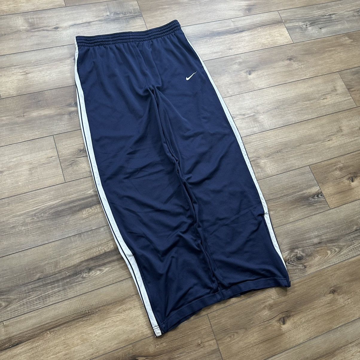 Nike Vintage 2000s Y2K Nike Navy Striped Wide Leg Track Pants Size US 35 - 3 Thumbnail