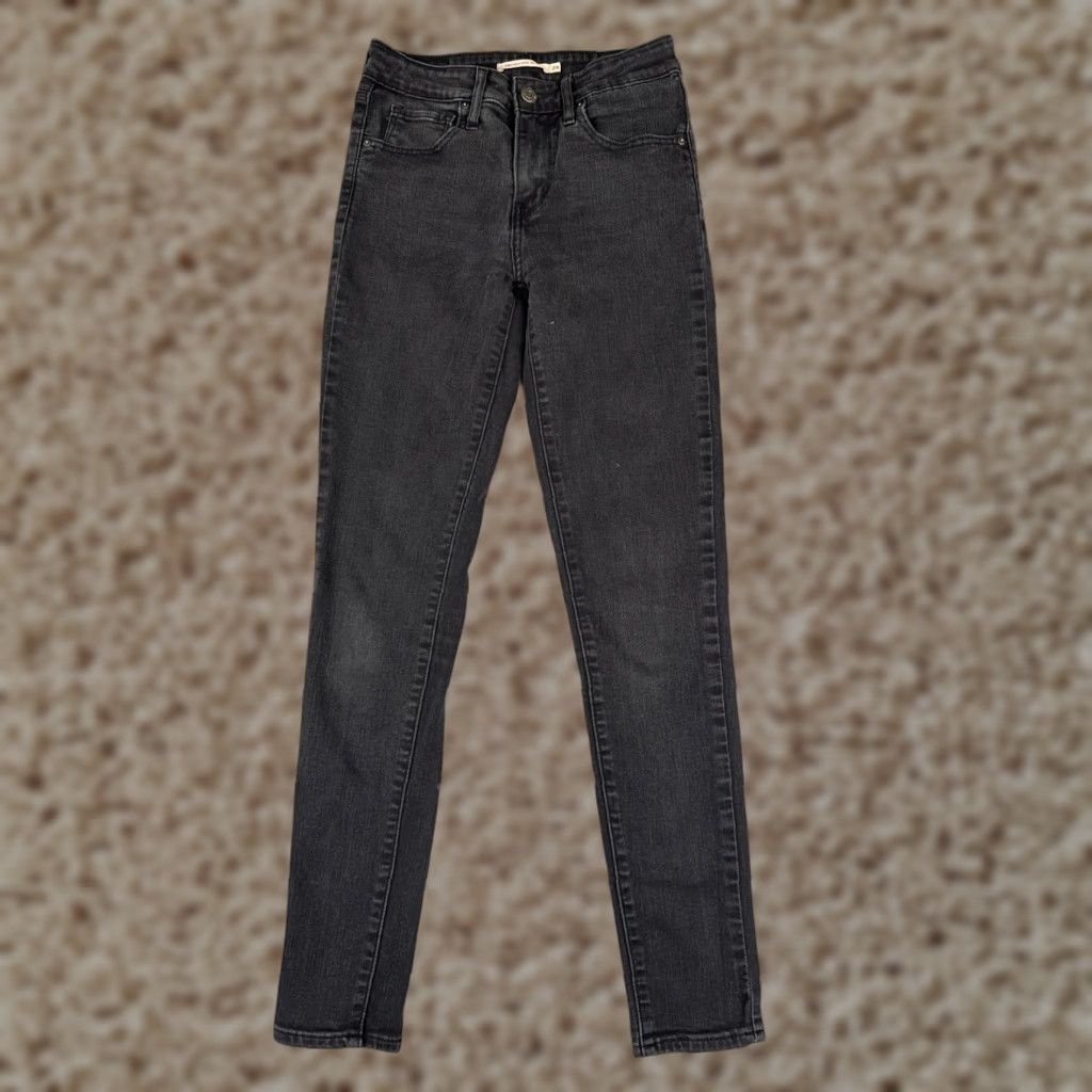 Levi's Levis Jeans Women 25 Black Denim 721 High Rise Skinny Cotton Blend 24x28 Womens Size 42" / US 20 - 1 Thumbnail
