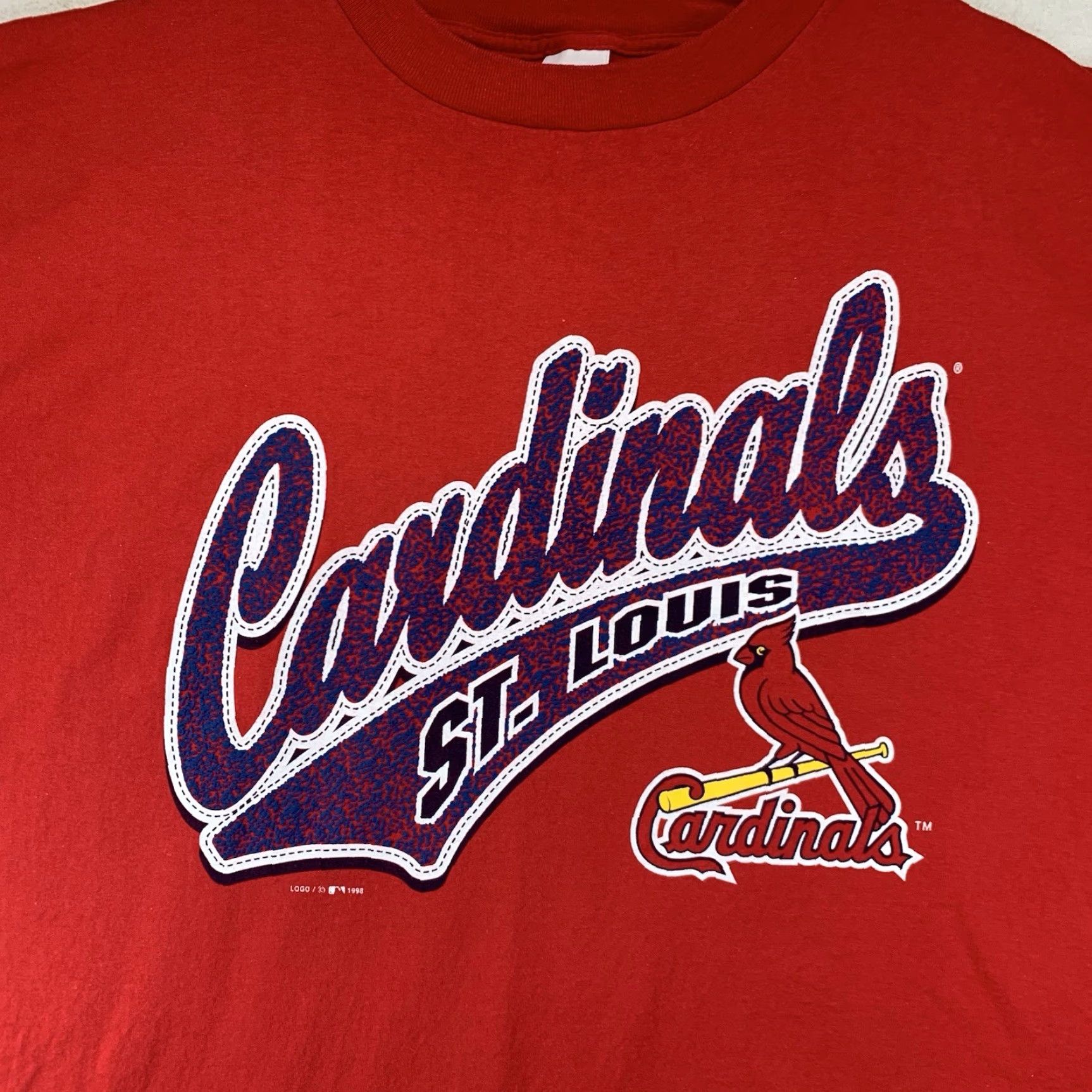 Logo Athletic VINTAGE St Louis Cardinals T-Shirt 2XL Mens MLB Baseball Textured Graphic 90s Retro Sports Size US XXL / EU 58 / 5 - 2 Thumbnail