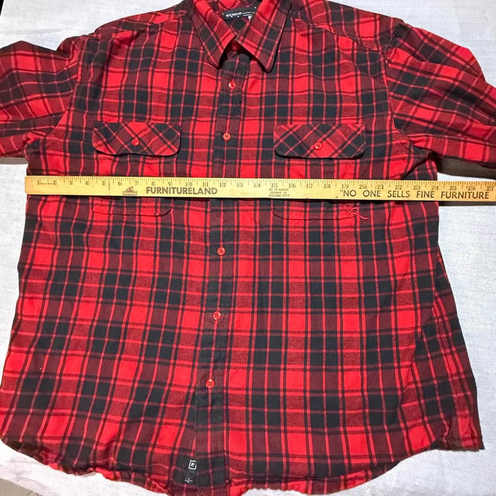 Rocawear Roca wear Men's XL Black/Red Buffalo Plaid Button Shirt Size US XL / EU 56 / 4 - 5 Thumbnail