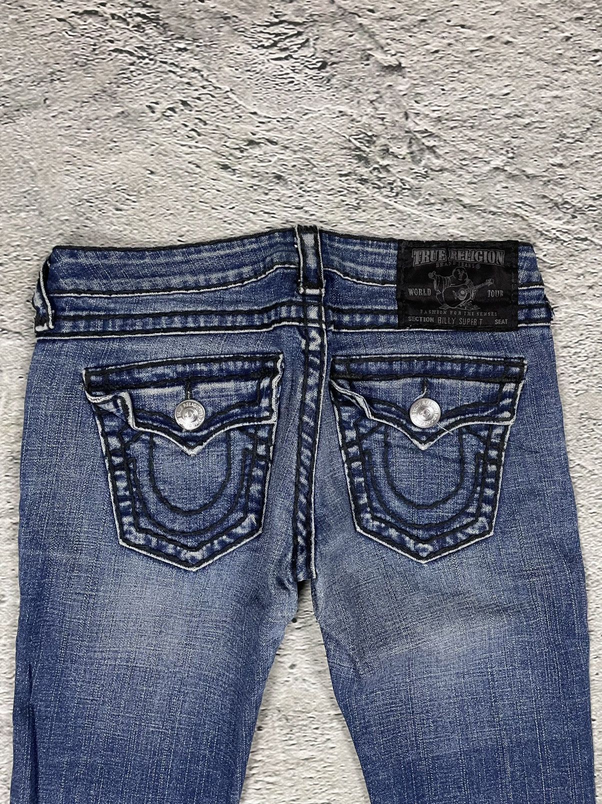True Religion True Religion navy blue jeans black thick stitching Billy Size 27" / US 4 / IT 40 - 2 Thumbnail