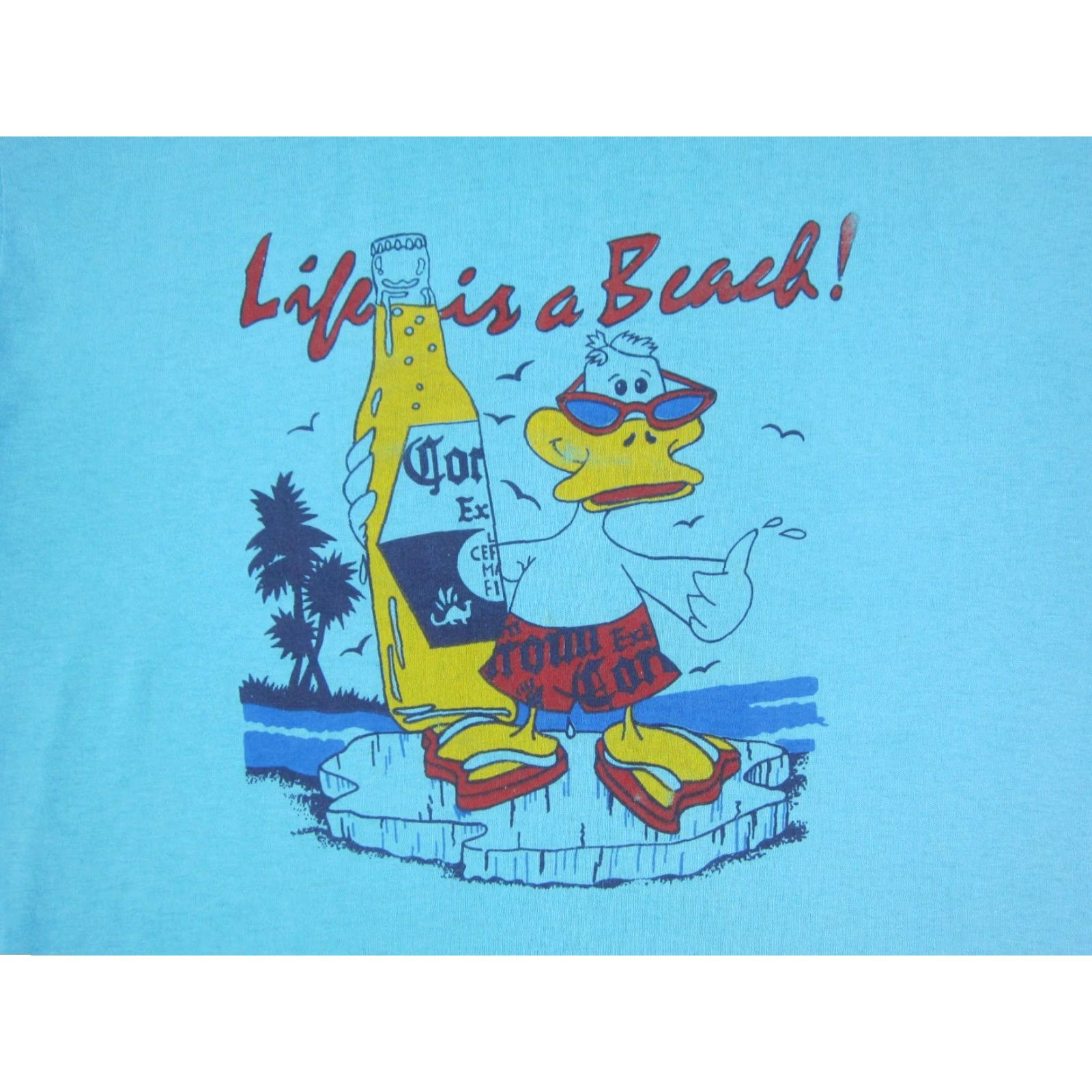 Alife VINTAGE Life Is A Beach Duck Shirt Mens M Blue 80s 90s Beer City Outdoor Classic Short Sleeve Crew Neck T-Shirt Used Size US M / EU 48-50 / 2 - 2 Thumbnail