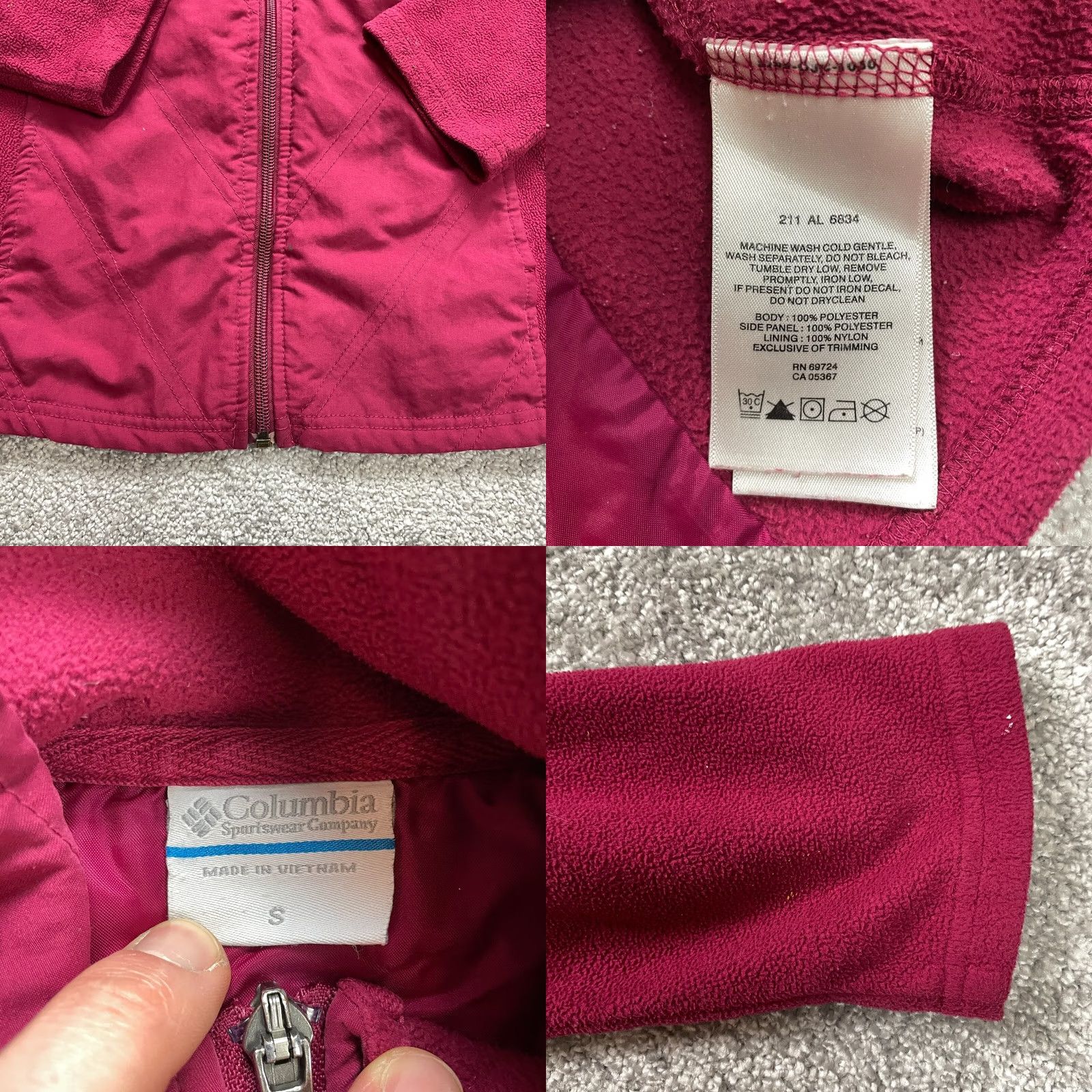 Pinko Columbia Jacket Womens Small Pink Magenta Fleece Full Zip Outdoor Casual Hiking Outdoor Shirt/Coat Size S / US 4 / IT 40 - 8 Thumbnail