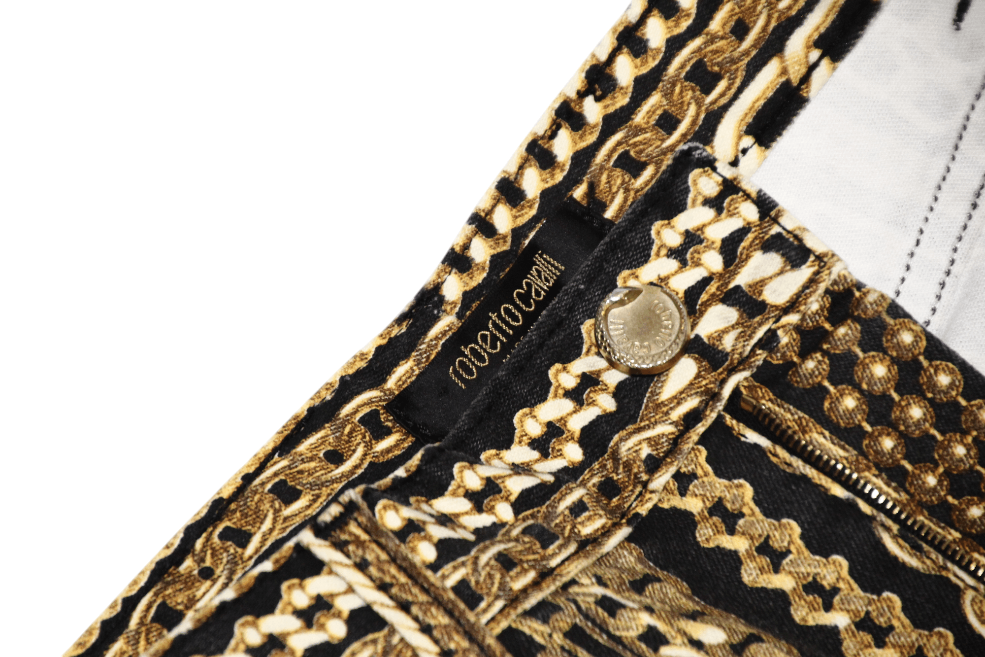 Roberto Cavalli Made in Italy. Roberto Cavalli Gold Chain Y2K Luxury Jeans Size US 28 / EU 44 - 7 Thumbnail