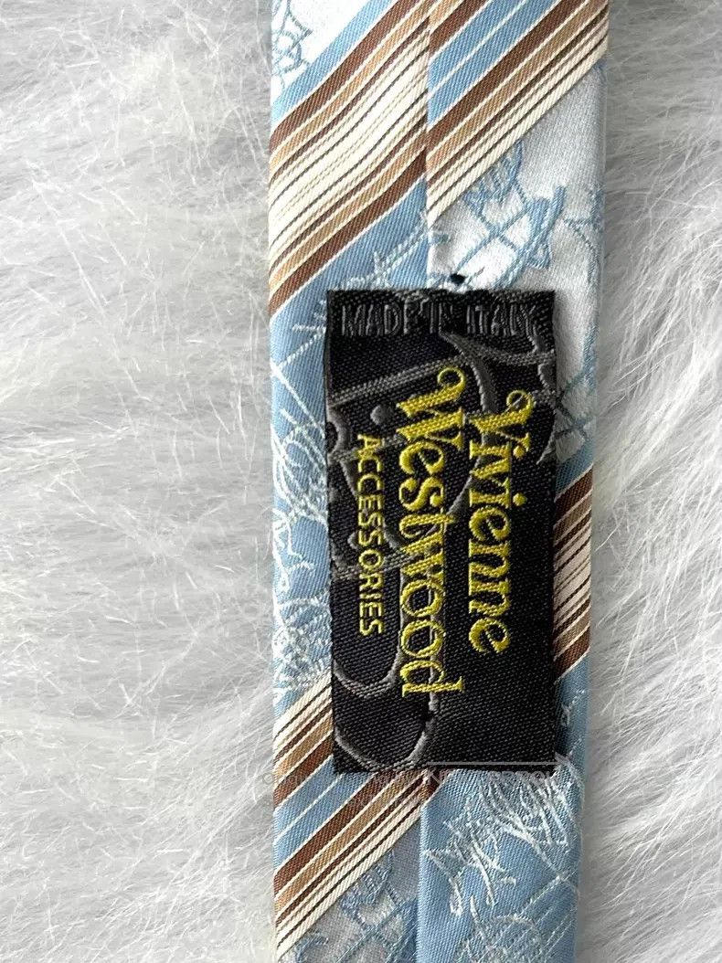 Vivienne Westwood Vivienne Westwood Aqua Striped Saturn Silk Tie Size ONE SIZE - 3 Thumbnail