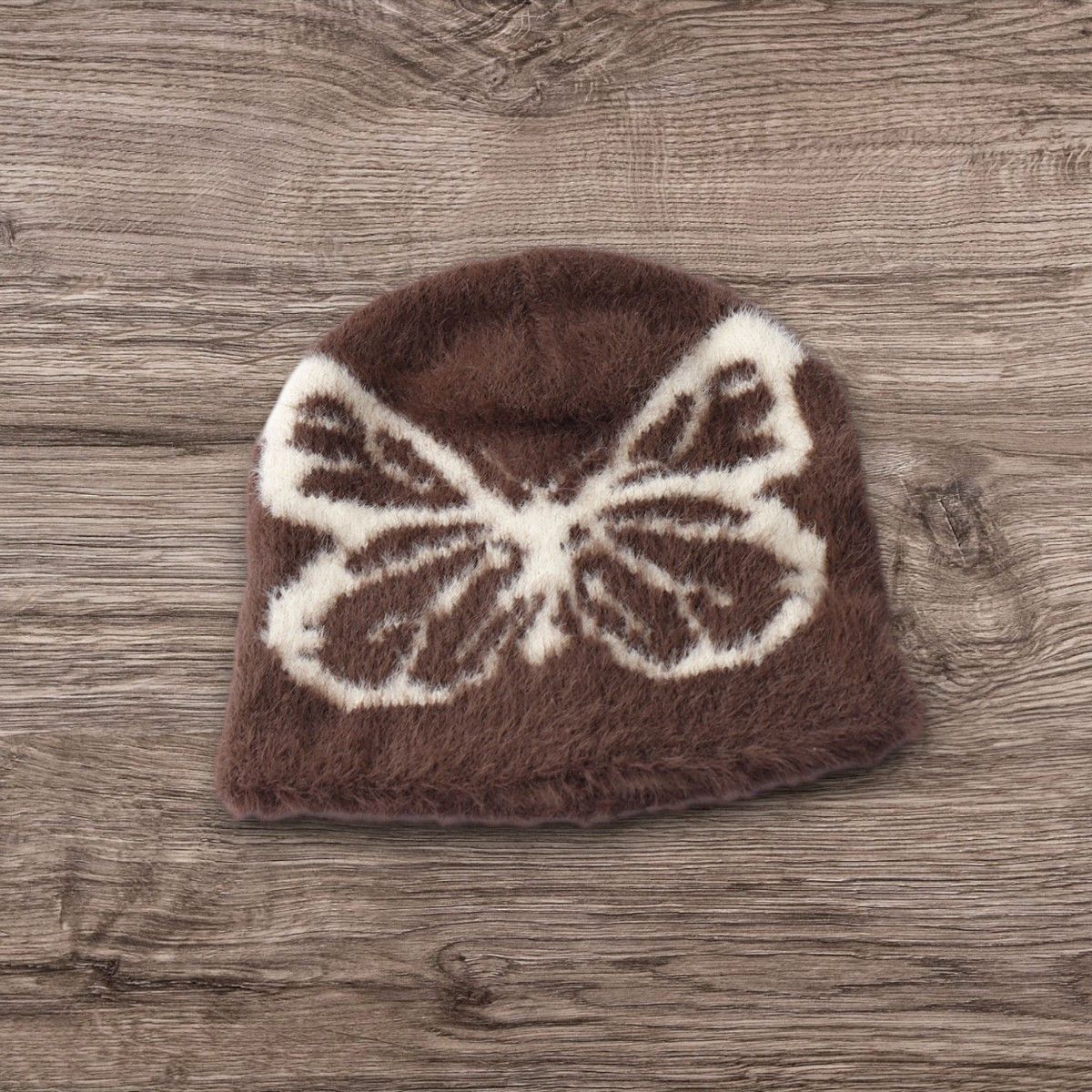 Other Y2K Fluffy Butterfly Beanie | ALT Opium Grunge Brown Hat Size ONE SIZE - 1 Preview