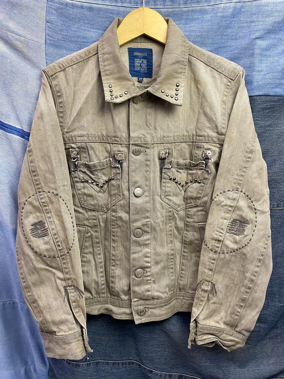 denim studdet patchwork jacket jambangee japan ifsx