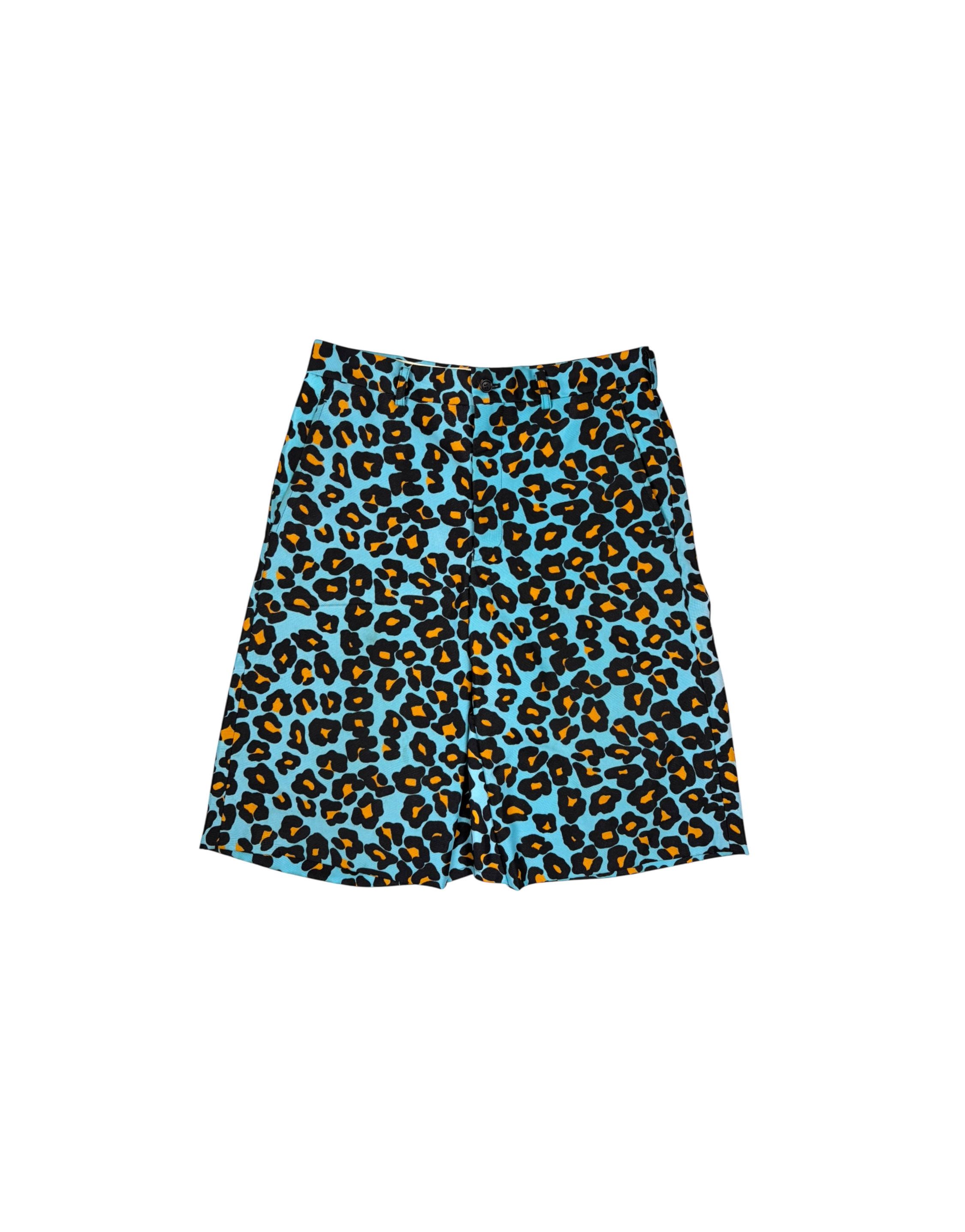 Comme Des Garçons Homme Plus FW20 Leopard Print Shorts Blue