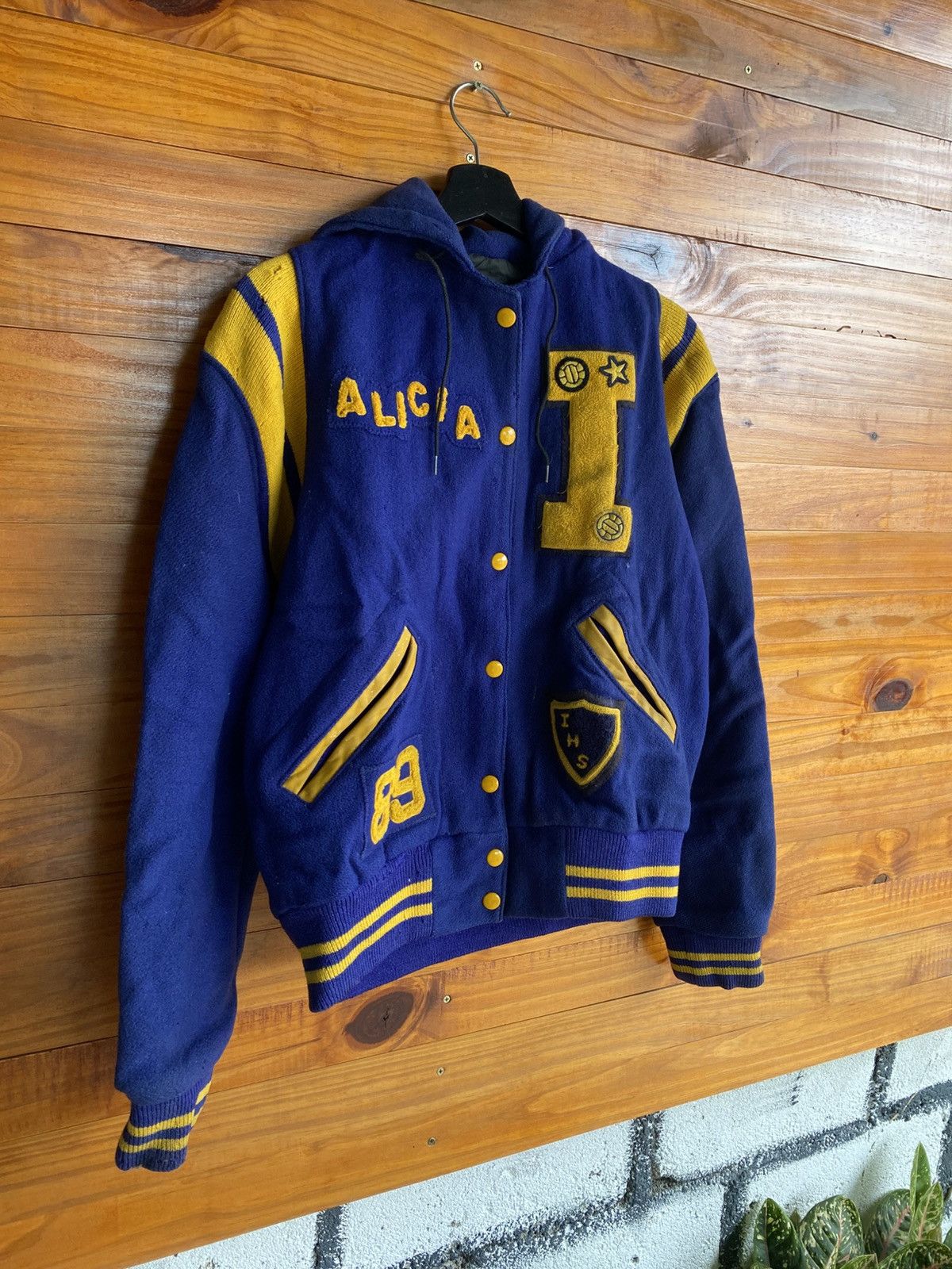 Vintage Vintage Nelson’s Varsity Jacket “Alicia” Blue Yellow Wool Size US S / EU 44-46 / 1 - 5 Thumbnail
