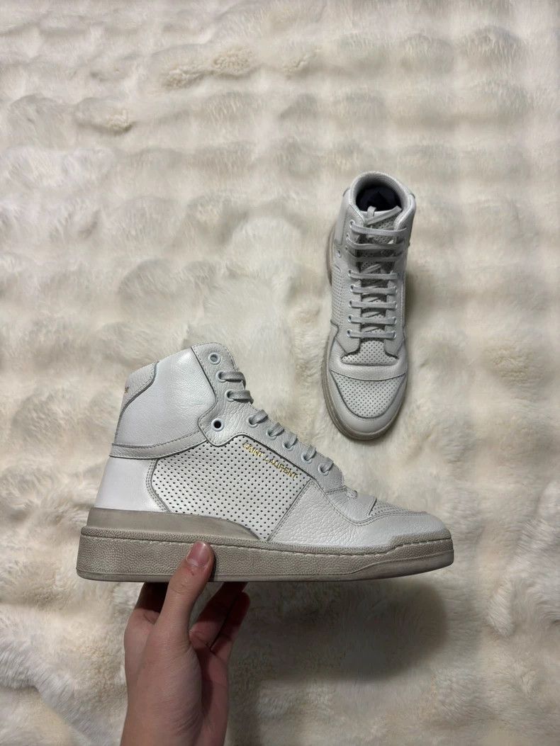 Saint Laurent Paris Saint Laurent Paris Old high-top shoes made of pure white Size US 7 / EU 40 - 3 Thumbnail