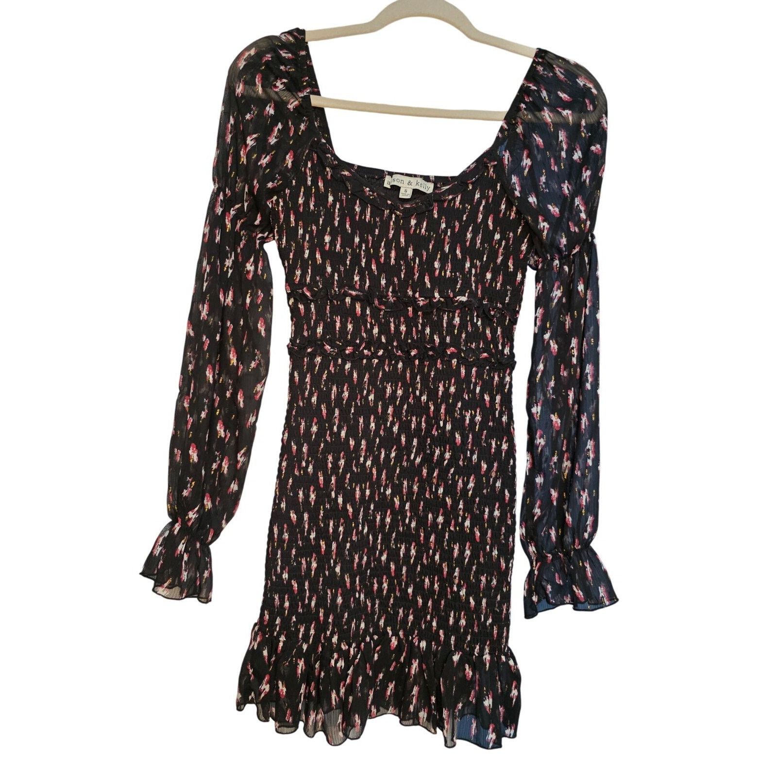 & Other Stories Allison & Kelly Womens Small Floral Long Sleeve Mini Dress Size S / US 4 / IT 40 - 5 Thumbnail