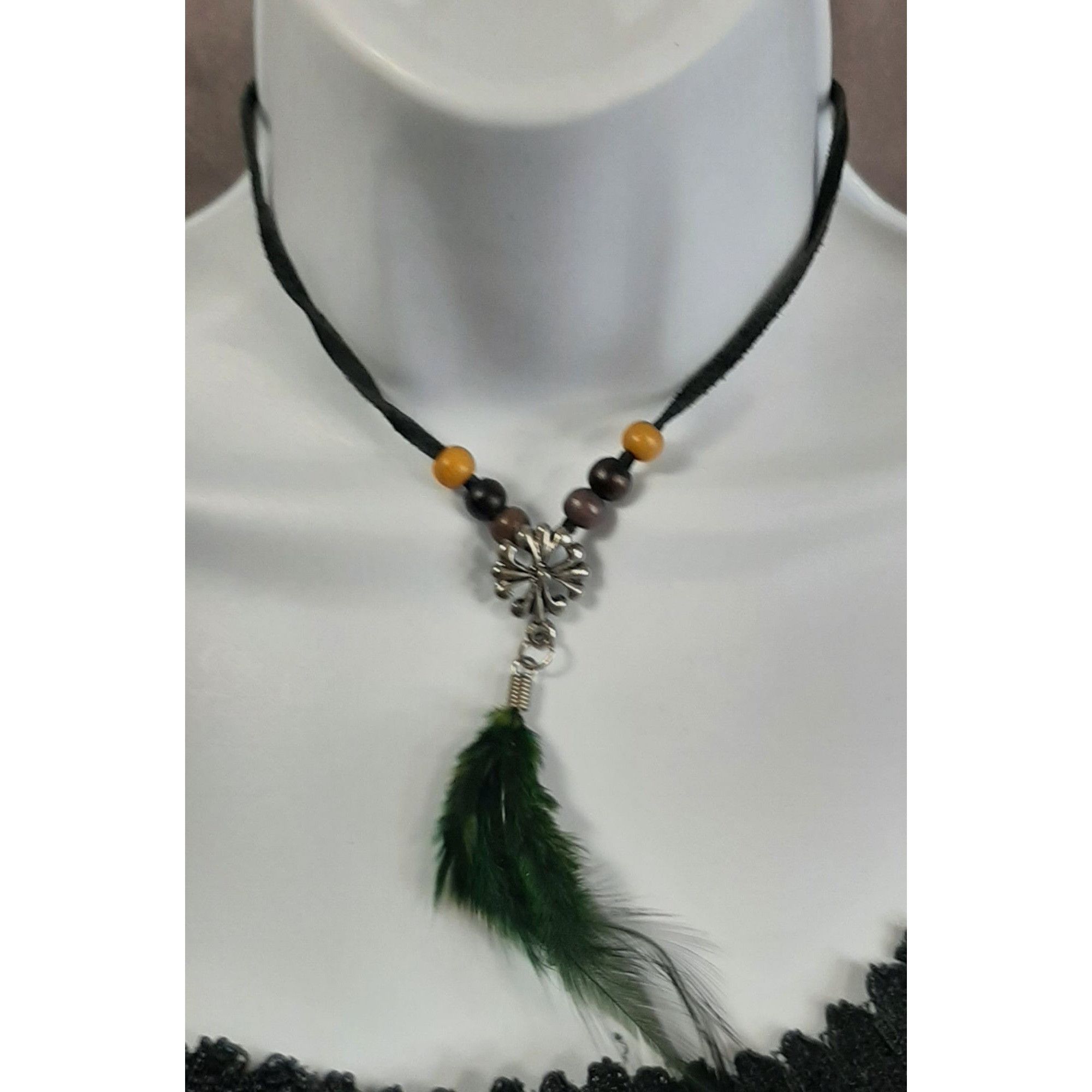 Other Boho Feather Pendant Necklace With Adjustable Cord & Beads Size ONE SIZE - 1 Thumbnail