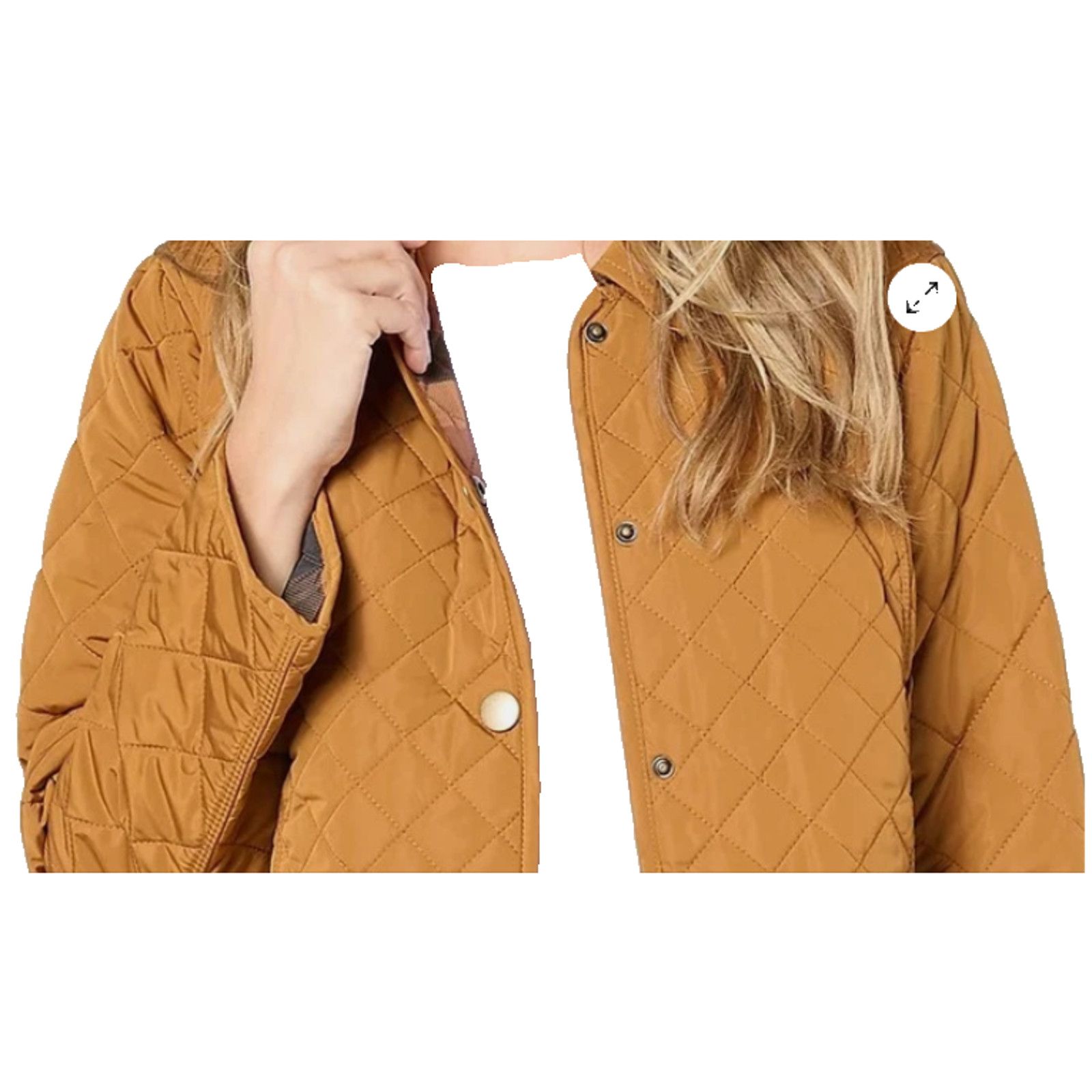 Antique Rivet Joan Rivers Quilted Barn Coat Plaid Lining Ginger L A663137 Size L / US 10 / IT 46 - 2 Thumbnail