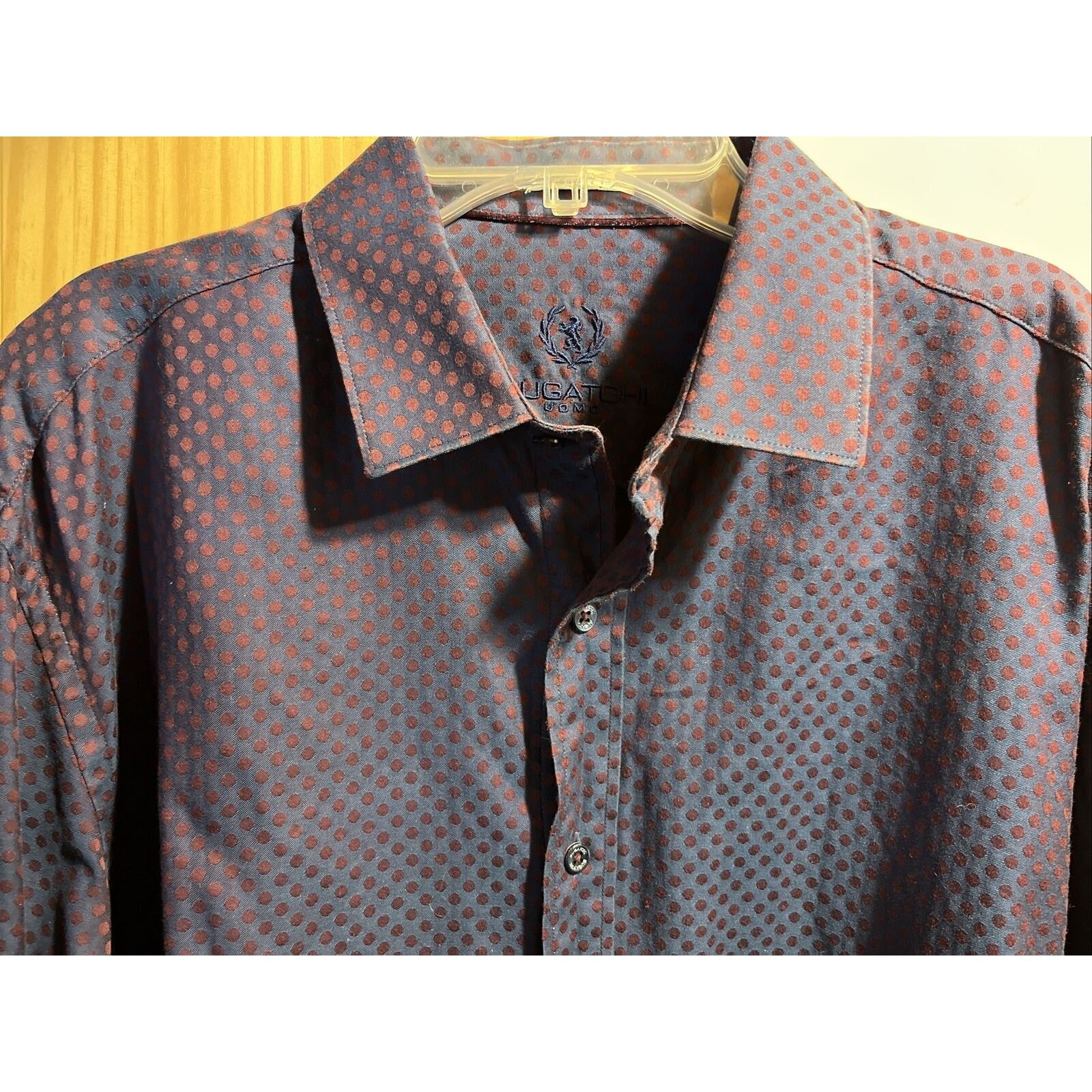 BUGATCHI Bugatchi Uomo Men’s L Purple Geometric Dot LS Cotton Shirt Size US L / EU 52-54 / 3 - 4 Thumbnail