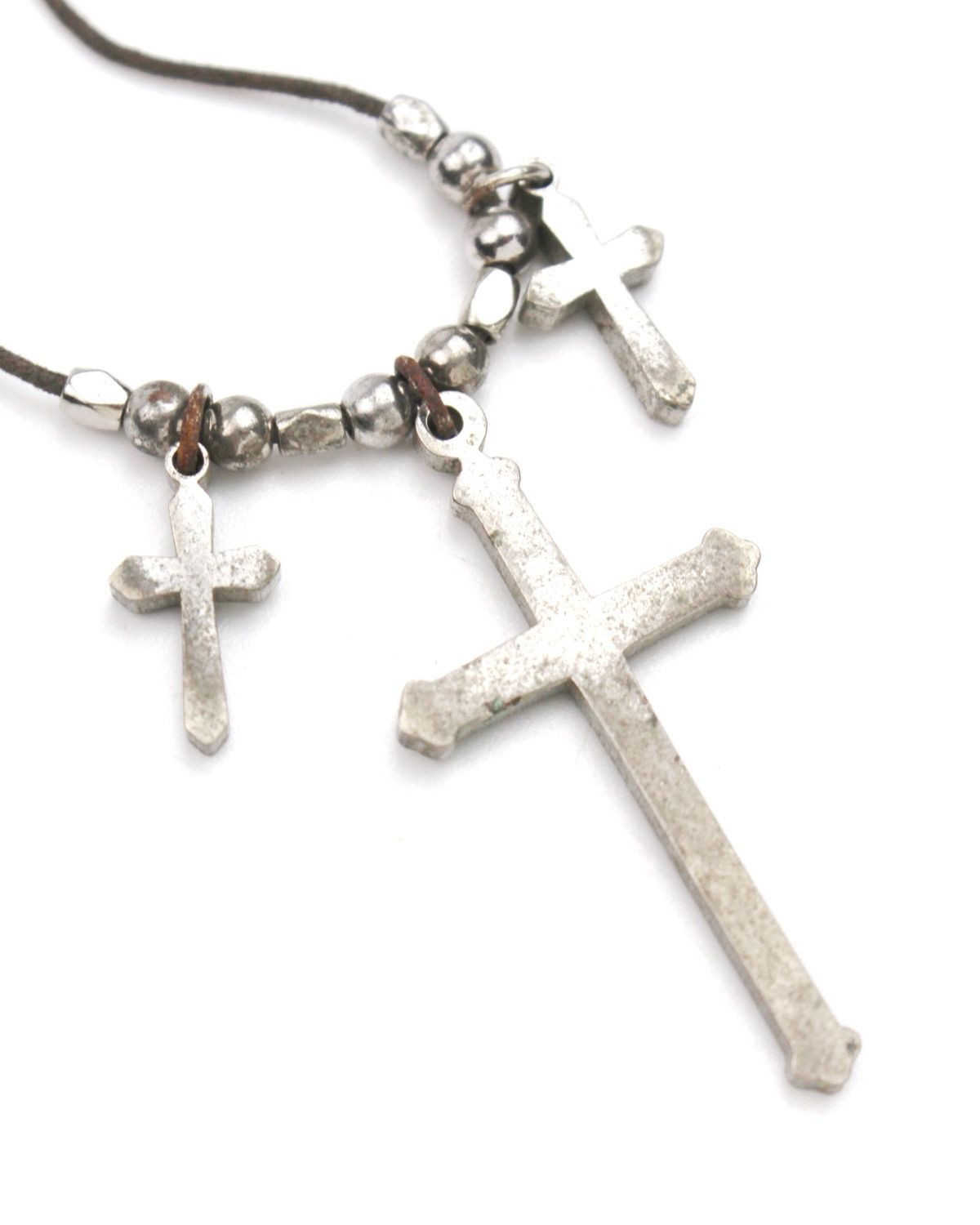 Vintage 2000S JAPANESE MADE DARK SAINT TRIPLE CROSS NECKLACE Size ONE SIZE - 3 Thumbnail