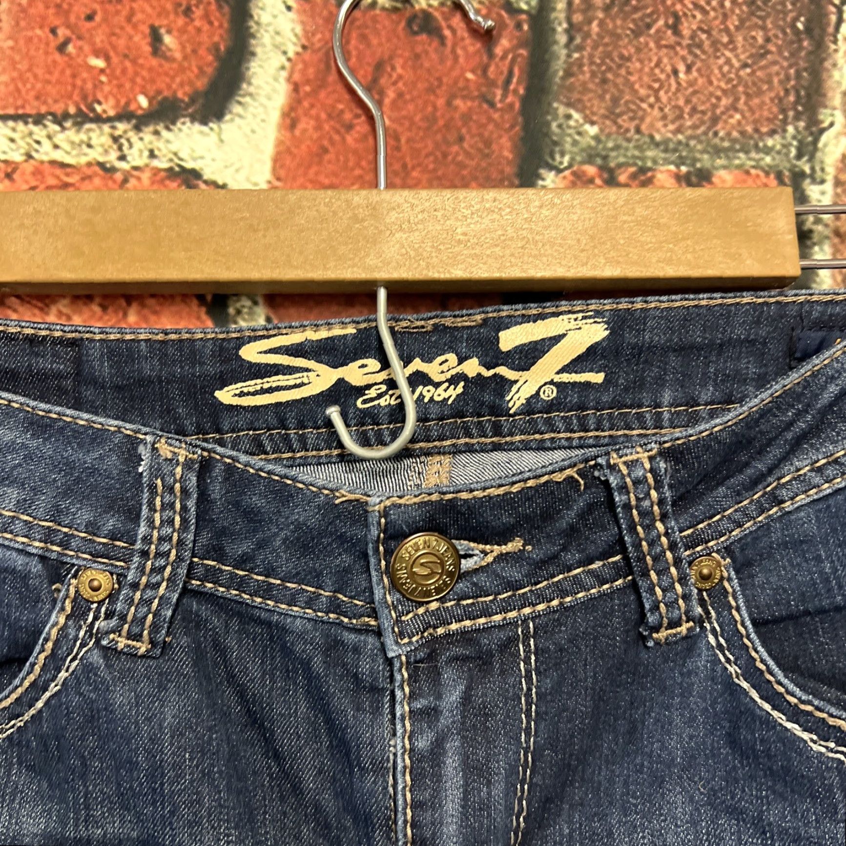 Vintage Seven7 Jeans Womens Size 10 Boot Cut Blue Stretch Embroidered Size 32" / US 10 / IT 46 - 3 Thumbnail