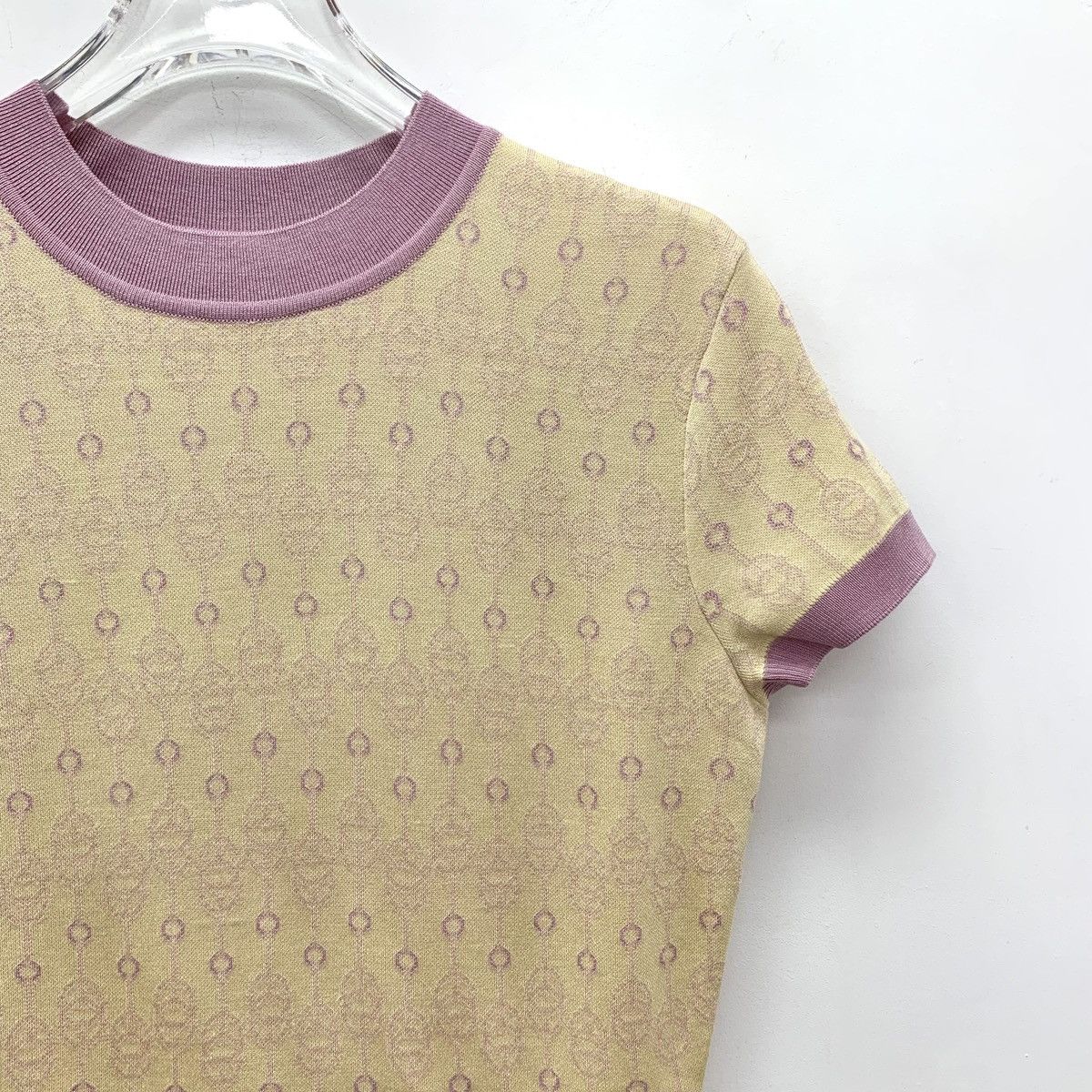Hermes Hermès Yellow Lock Jacquard Silk Short Sleeve T-Shirt K26WX Size S / US 4 / IT 40 - 3 Thumbnail
