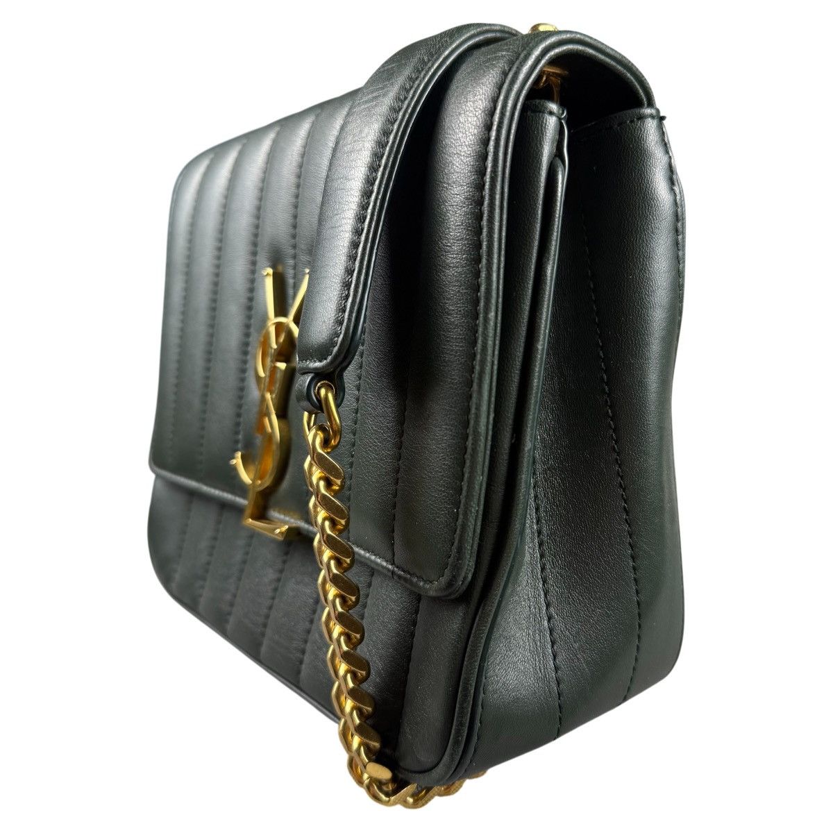 Saint Laurent Paris SAINT LAURENT 2018 Lambskin Vicky Chain Green Crossbody Bag Size ONE SIZE - 3 Thumbnail