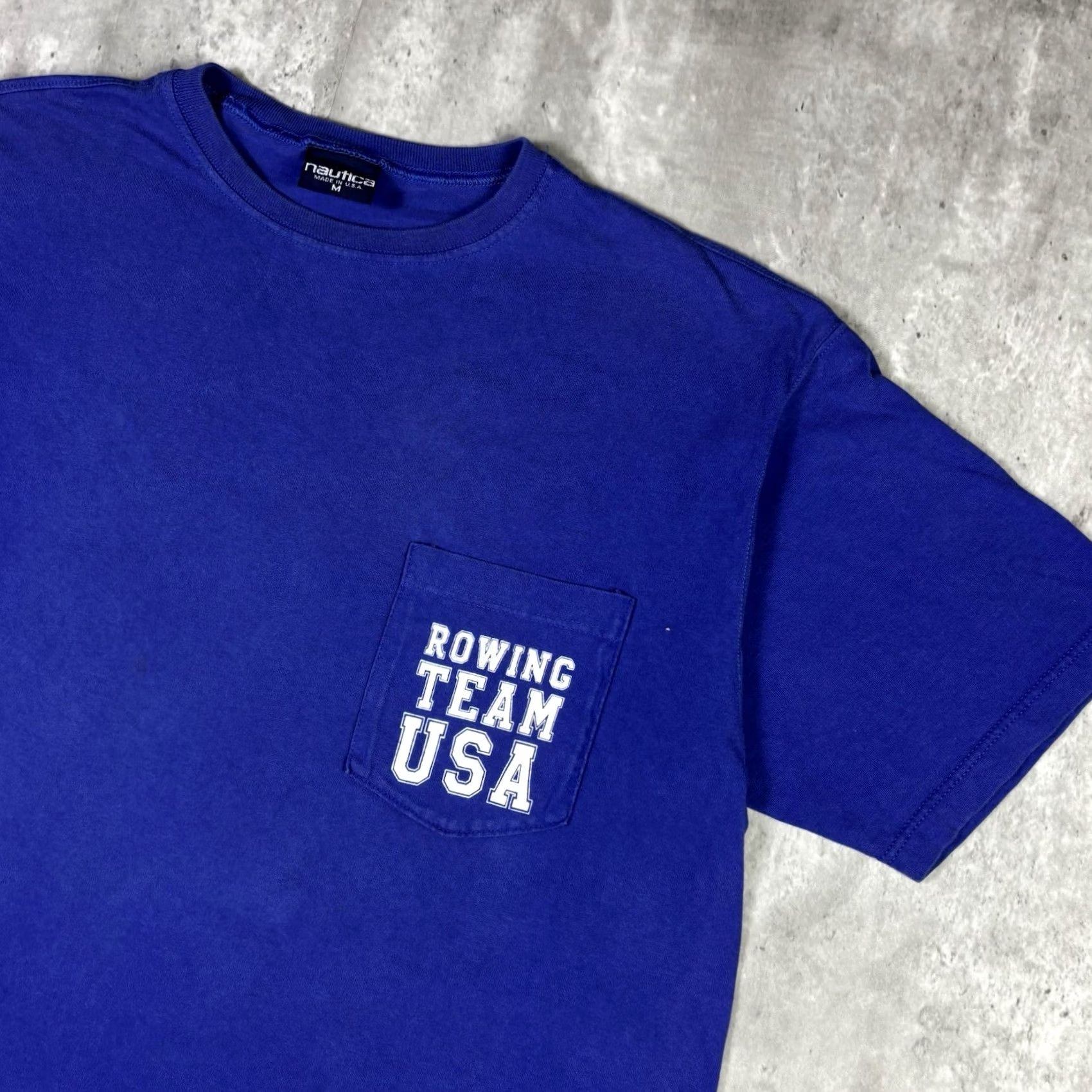 Nautica VINTAGE Nautica USA Rowing Team Pocket T Shirt Adult Medium Blue 90s Mens Short Sleeve Round Neck Cotton Size US M / EU 48-50 / 2 - 7 Thumbnail