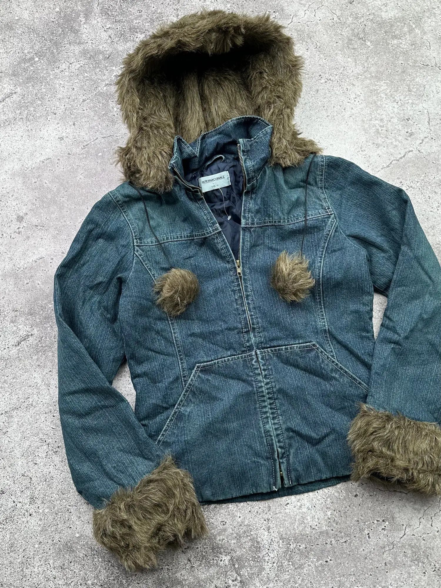 Japanese Brand Vintage Faux Fur Denim Jacket C607(V77) Size M / US 6-8 / IT 42-44 - 2 Thumbnail