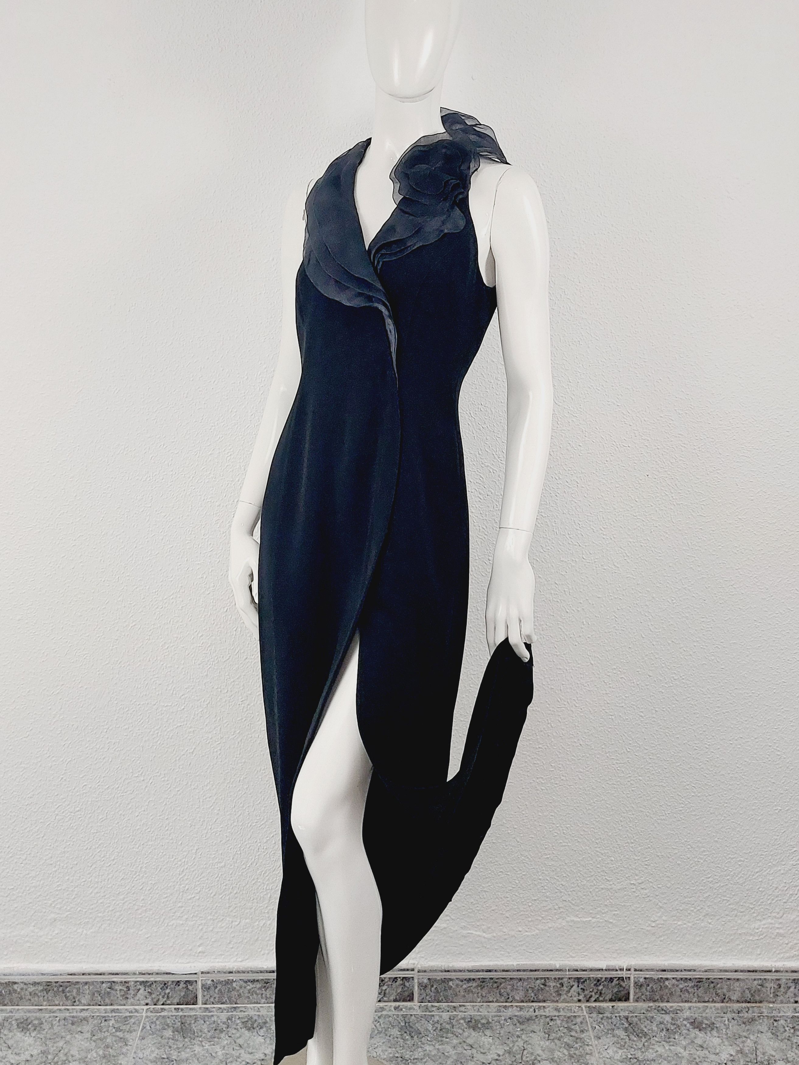 Thierry Mugler Thierry Mugler Couture Split Silk Mesh Tulle Maxi Dress Gown Grailed