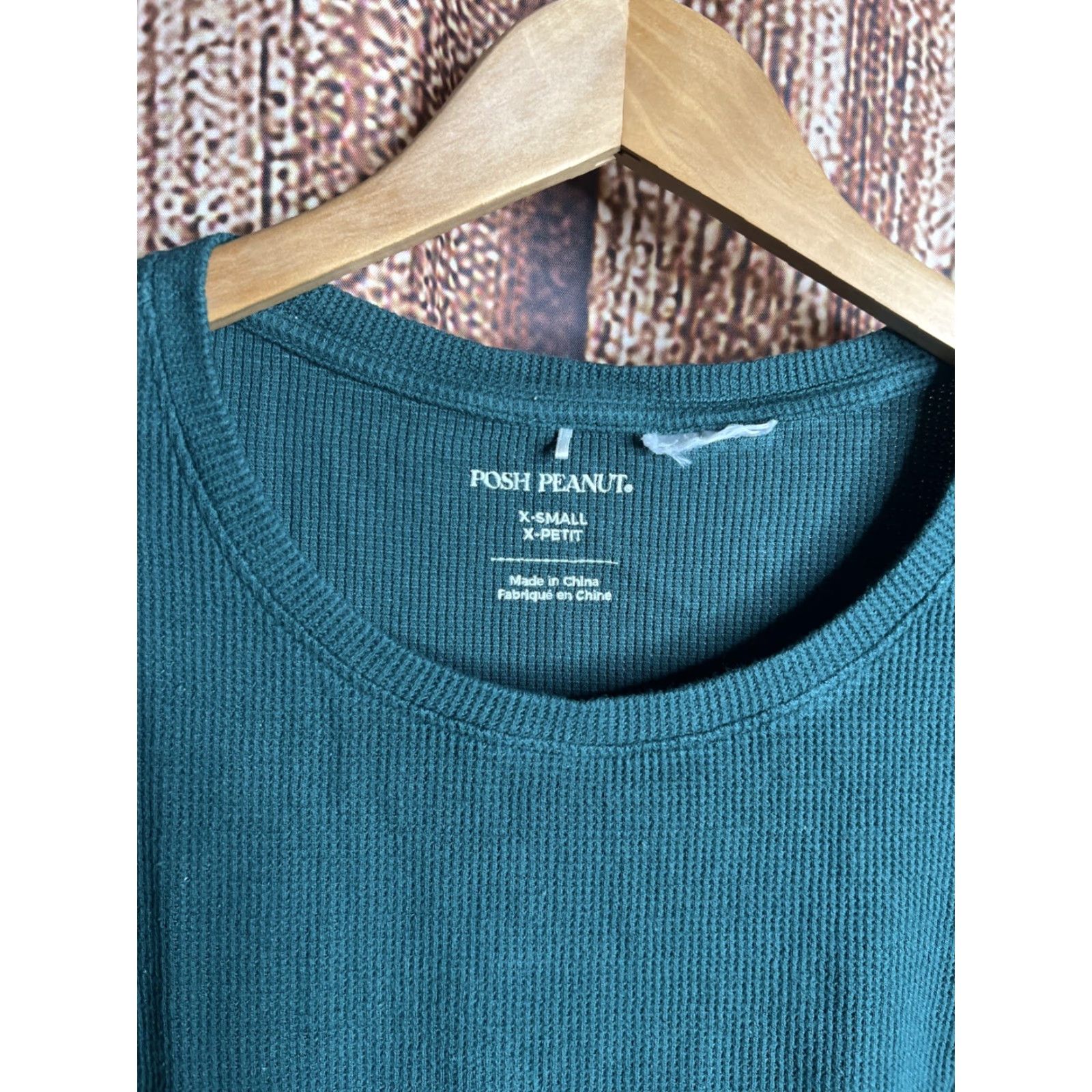 Vintage Posh Peanut T-Shirt Women’s XS Green Thermal Pajama Top Christmas Size XS / US 0-2 / IT 36-38 - 2 Thumbnail