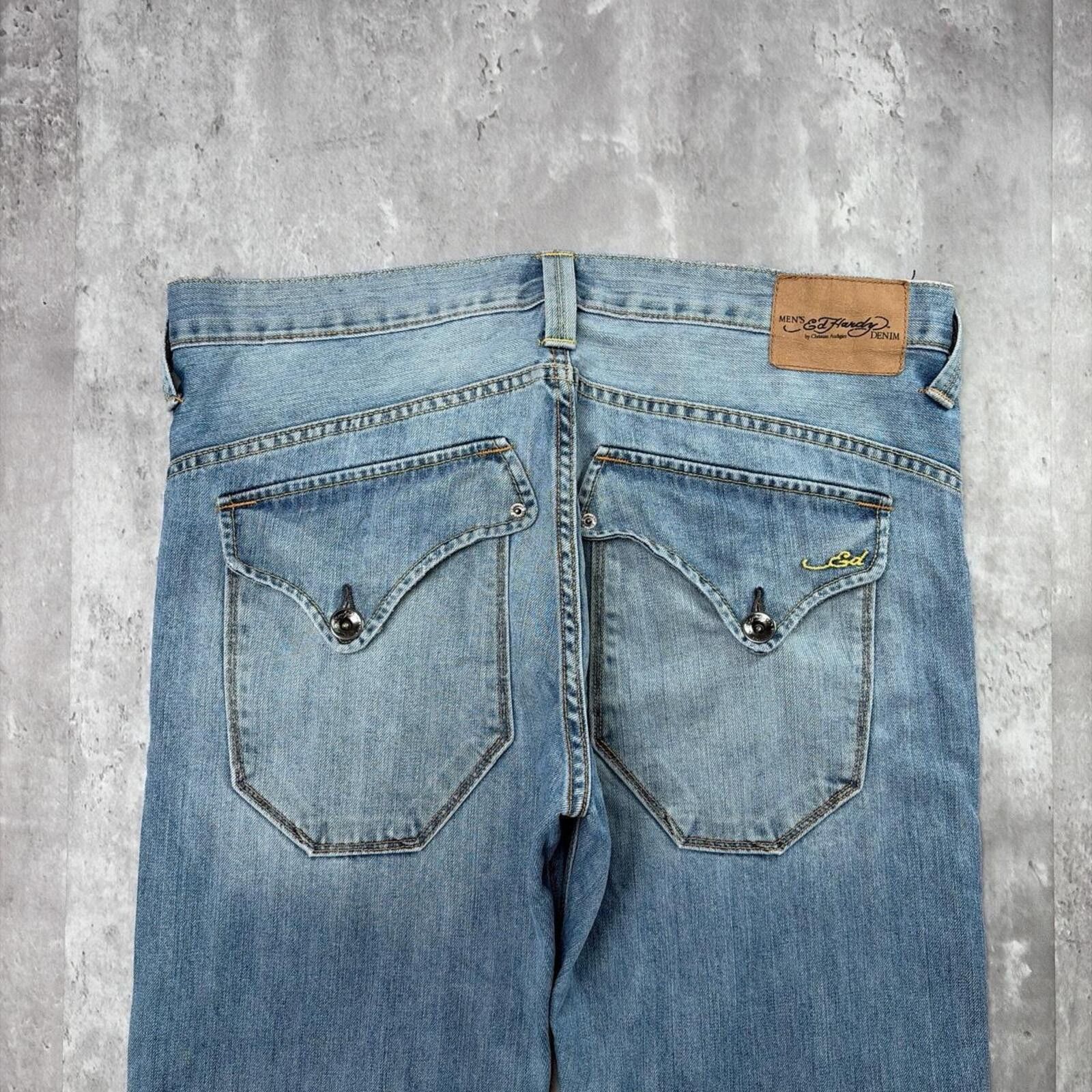 Ed Hardy Y2K Light Wash Ed Hardy Grunge Straight Denim Jeans Size US 36 / EU 52 - 3 Thumbnail