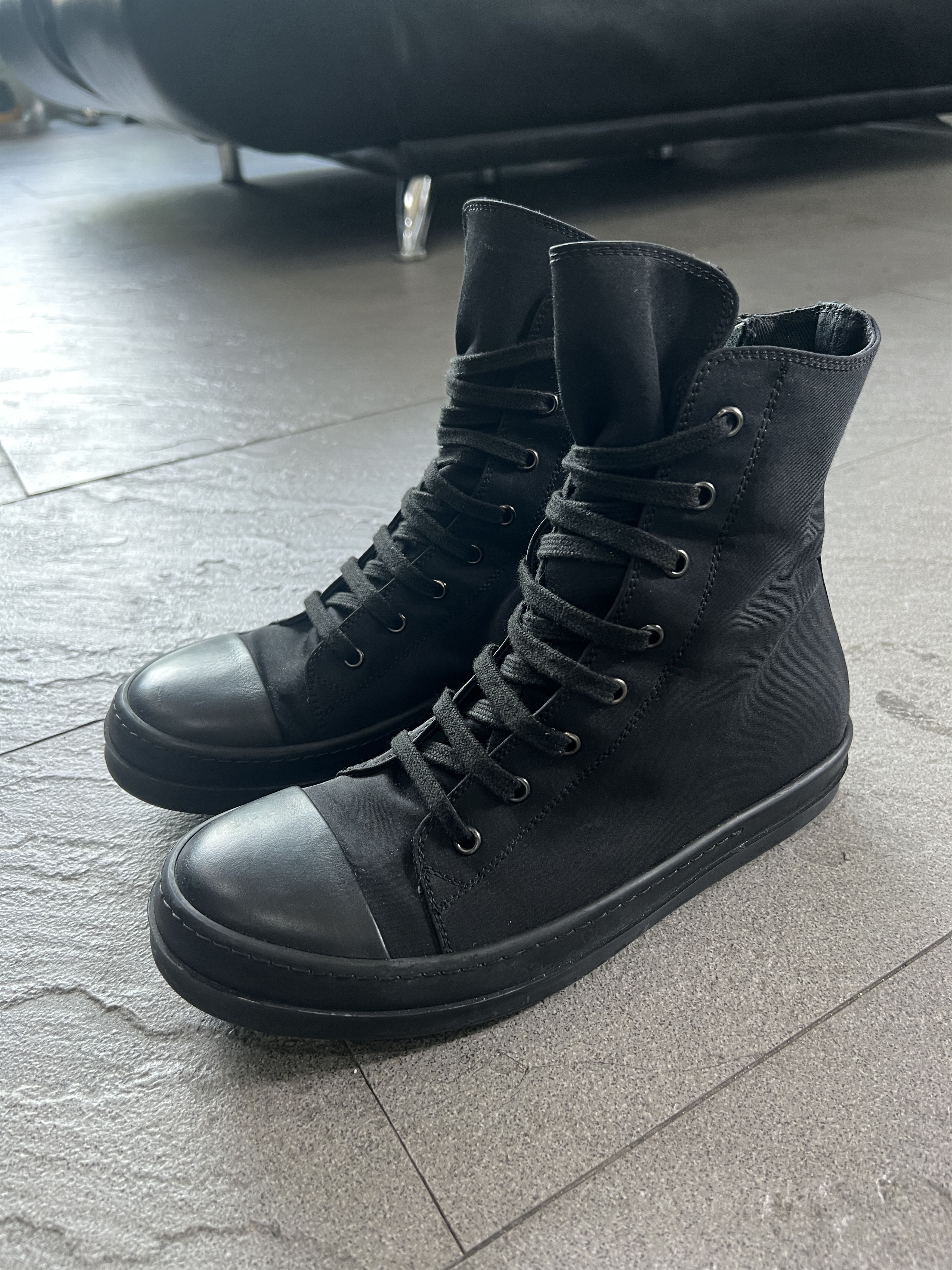 Rick Owens Drkshdw Rick Owens DRKSHDW Ramones High Top Sneaker Black 40 Size US 7 / EU 40 - 1 Thumbnail