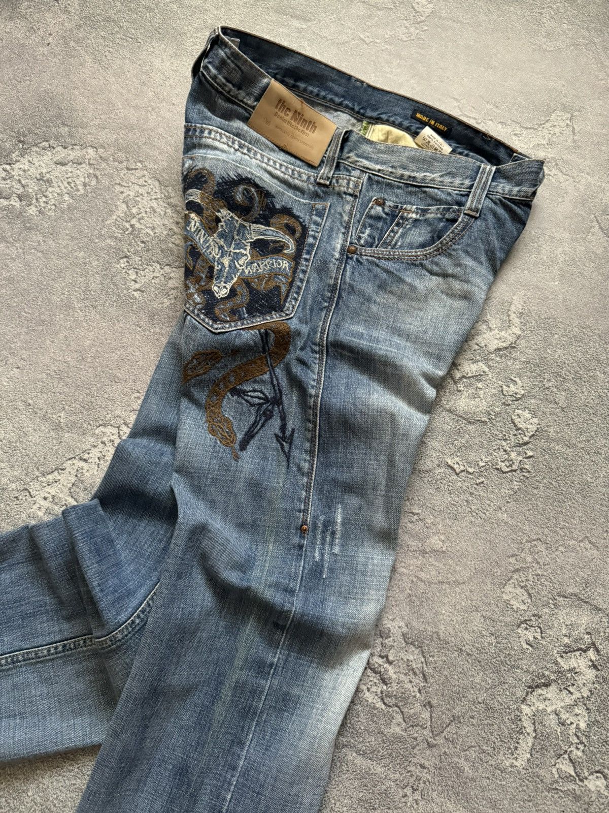 Japanese Brand The ninth 32/32 blue denim pant trouser Jean big logo scull Size US 32 / EU 48 - 20 Thumbnail