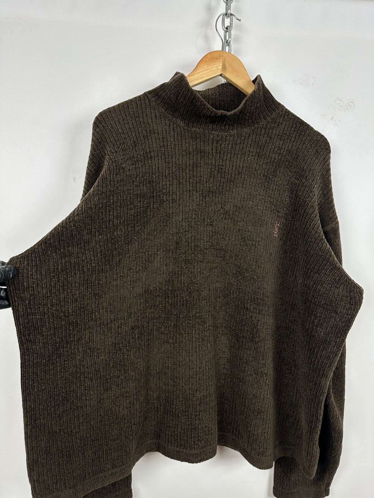 Yves Saint Laurent Vintage Yves Saint Laurent YSL Mock Neck Ribbed Sweater Size US L / EU 52-54 / 3 - 12 Thumbnail