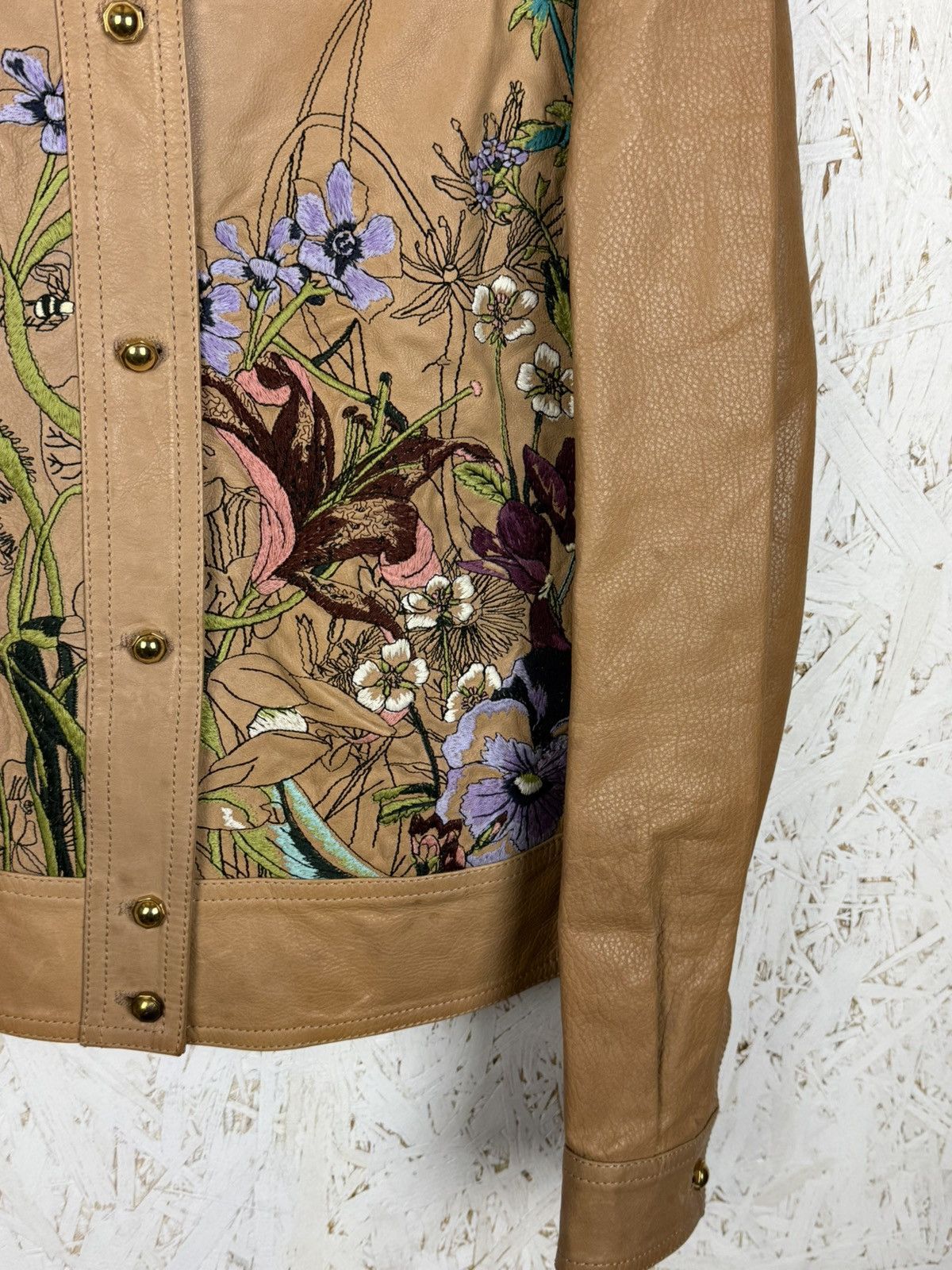 Gucci Gucci SS13 Floral Embroidery Leather Jacket Beige Size 36 Size XS / US 0-2 / IT 36-38 - 3 Thumbnail