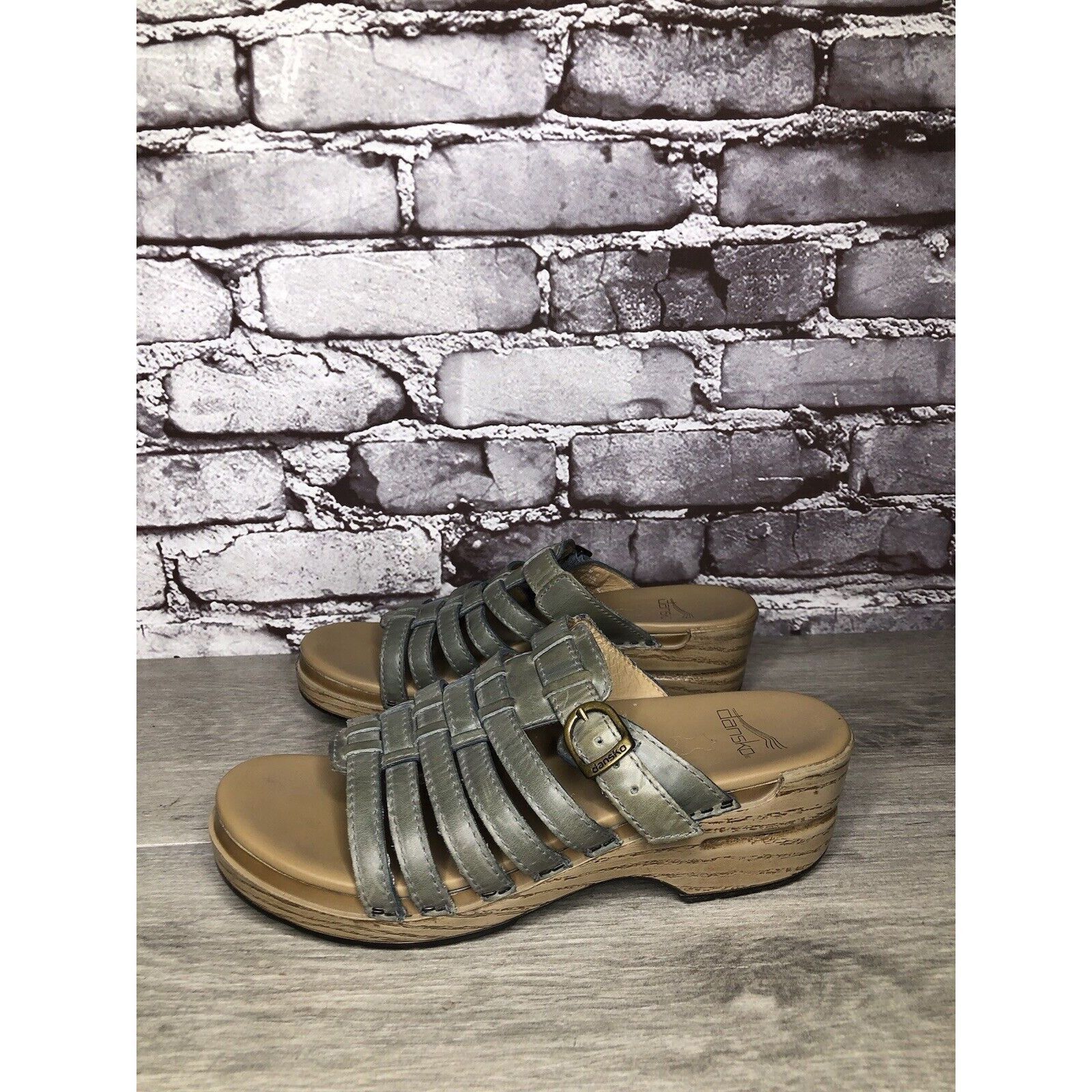 Other Dansko Blue Teal Leather Slide Buckle Straps Clogs Sandals W Size US 7.5 / IT 37.5 - 1 Thumbnail