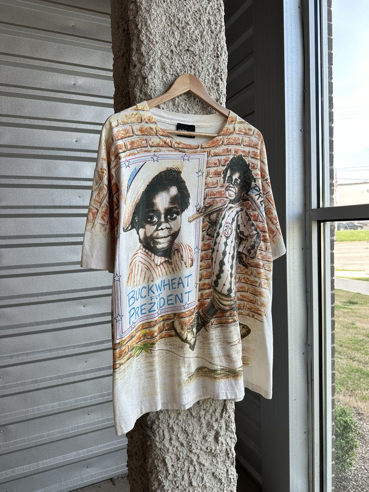 image of Vintage Buckwheat For President Tshirt in White, Men's (Size XL)