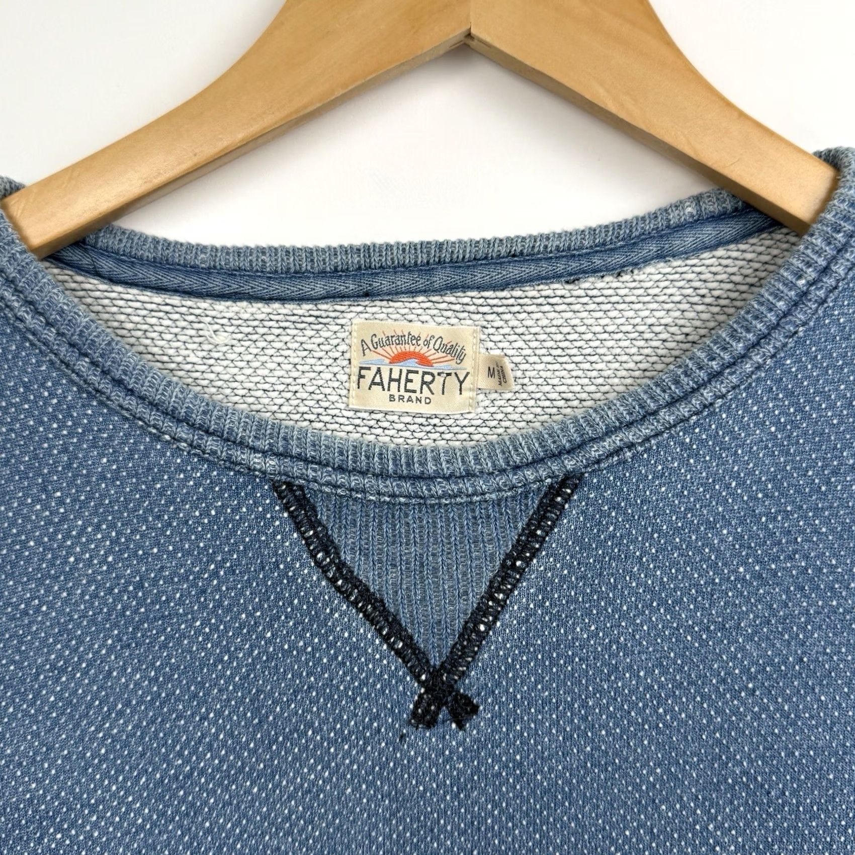 Faherty Faherty Sweatshirt Knit Indigo Blue Crewneck Mens M Logo Regular Pullover All Seasons Long Sleeve Size US M / EU 48-50 / 2 - 3 Thumbnail