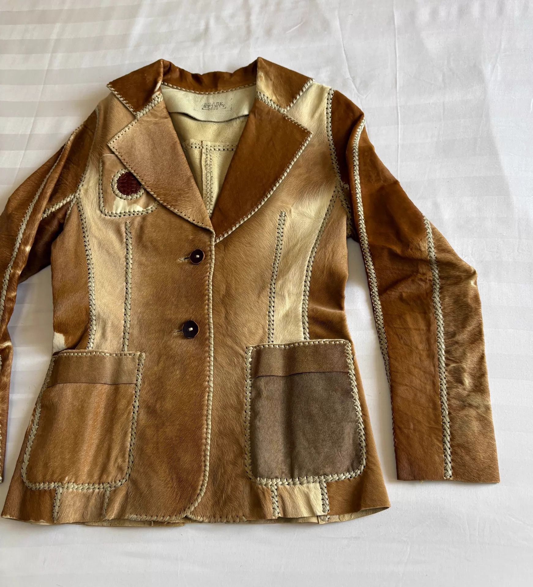 Other Vintage Japanese Strappy-Fur Paneled Leather Blazer Rare Size XS / US 0-2 / IT 36-38 - 9 Thumbnail