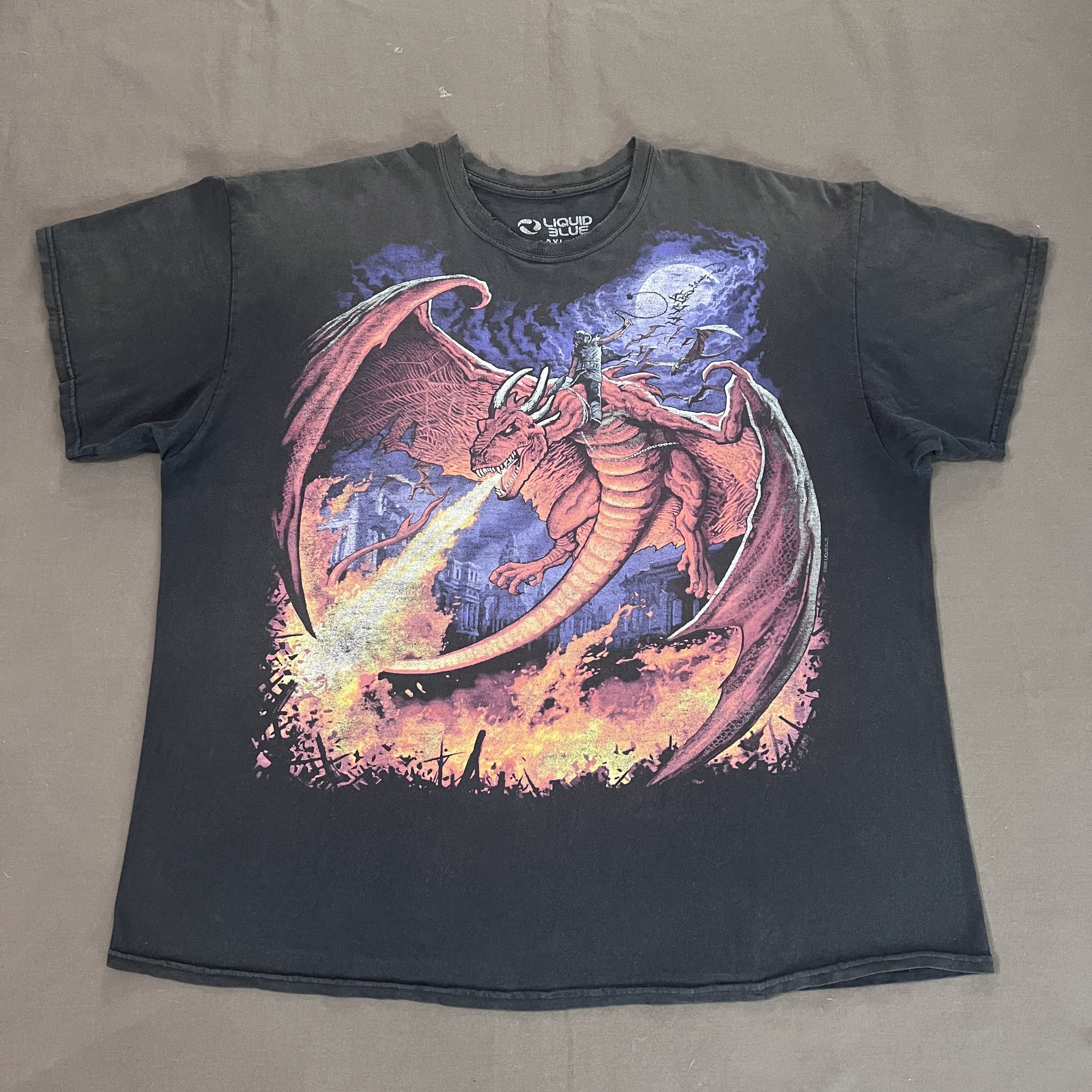 Liquid Blue 2015 Liquid Blue Dragon Warrior Skull Tee Faded 2XL Size US XXL / EU 58 / 5 - 4 Thumbnail