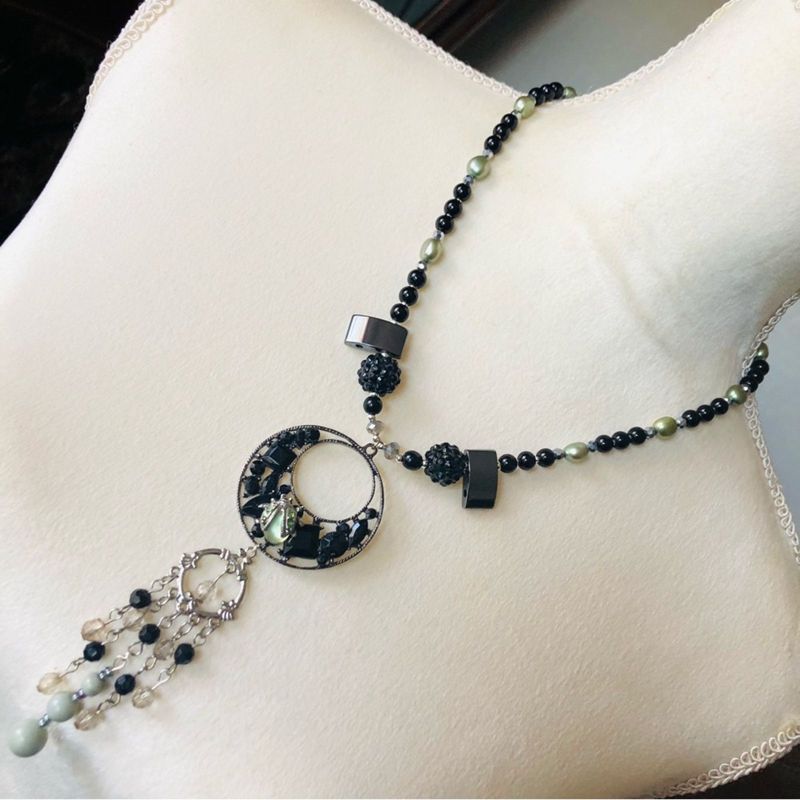 Handmade Handcrafted repurpose sage freshwater Pearl necklace Size ONE SIZE - 1 Thumbnail